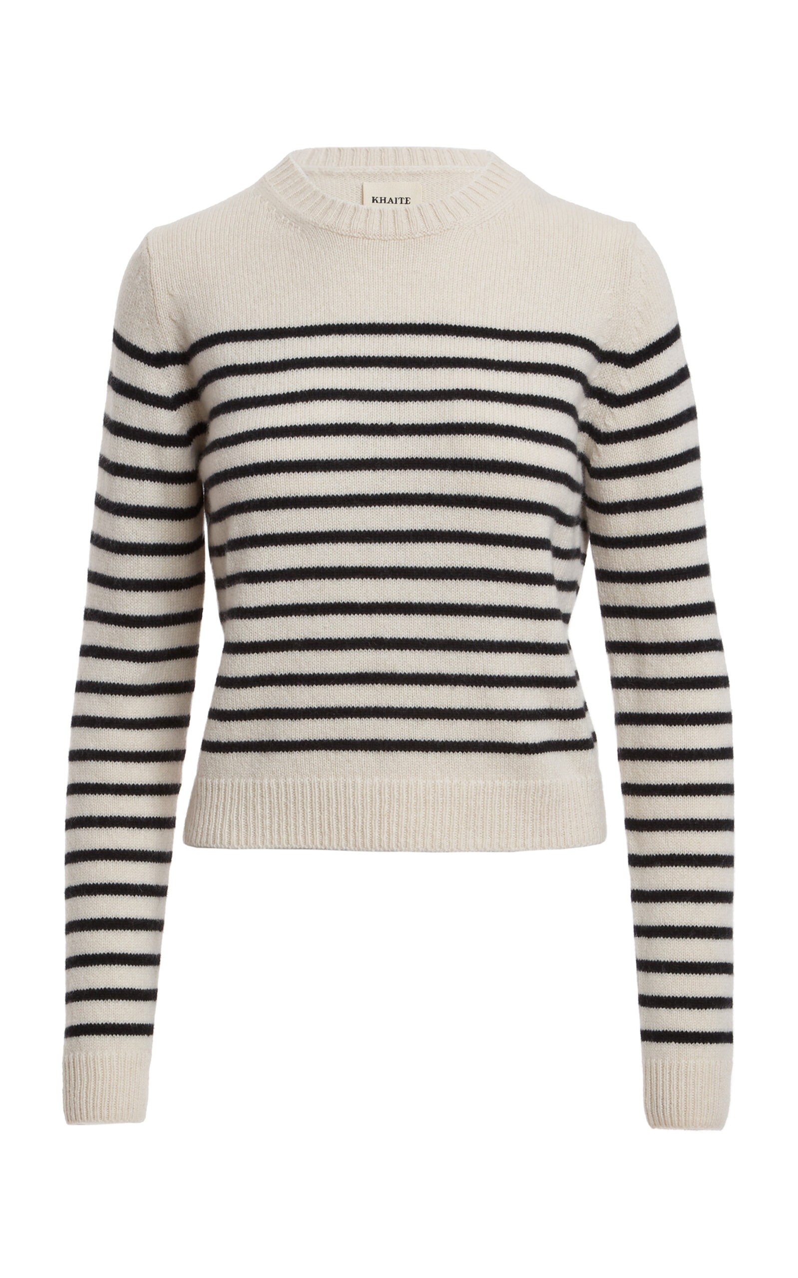 Khaite And Navy Blue Striped Merino Wool Sweater In Multi