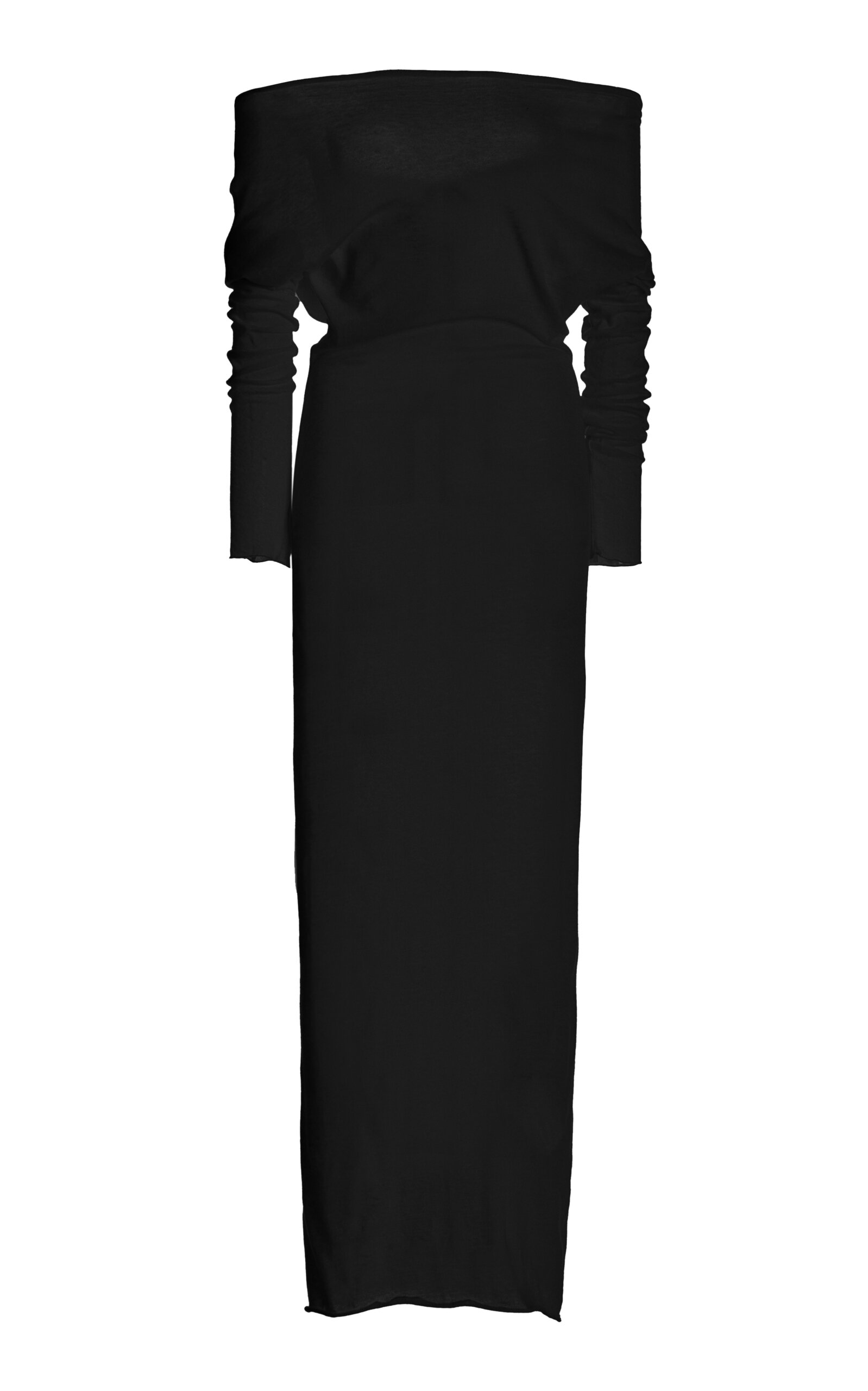 Beare Park Off-the-shoulder Cotton-cashmere Maxi Dress In Black