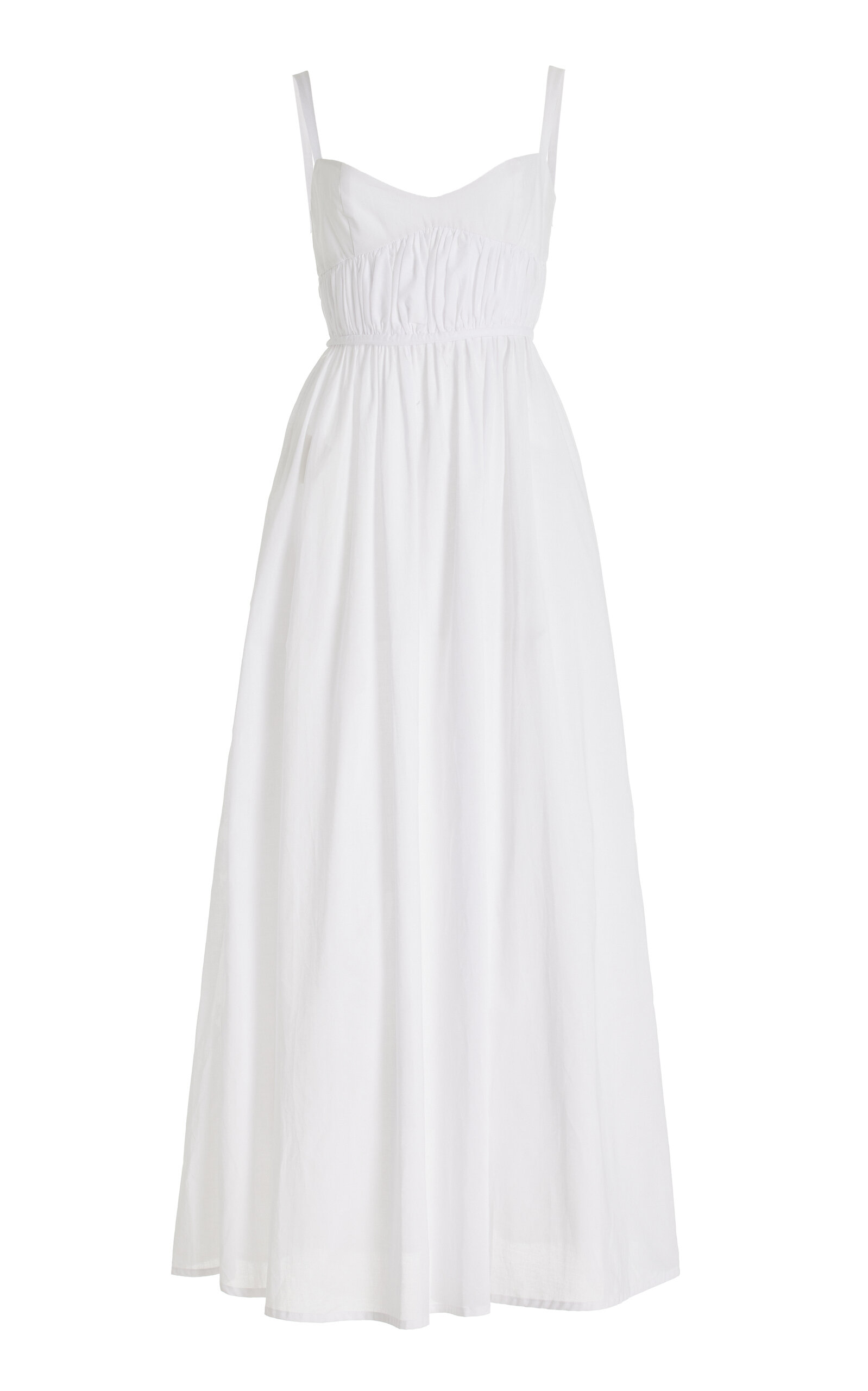 Gathered Voile Cotton Maxi Dress