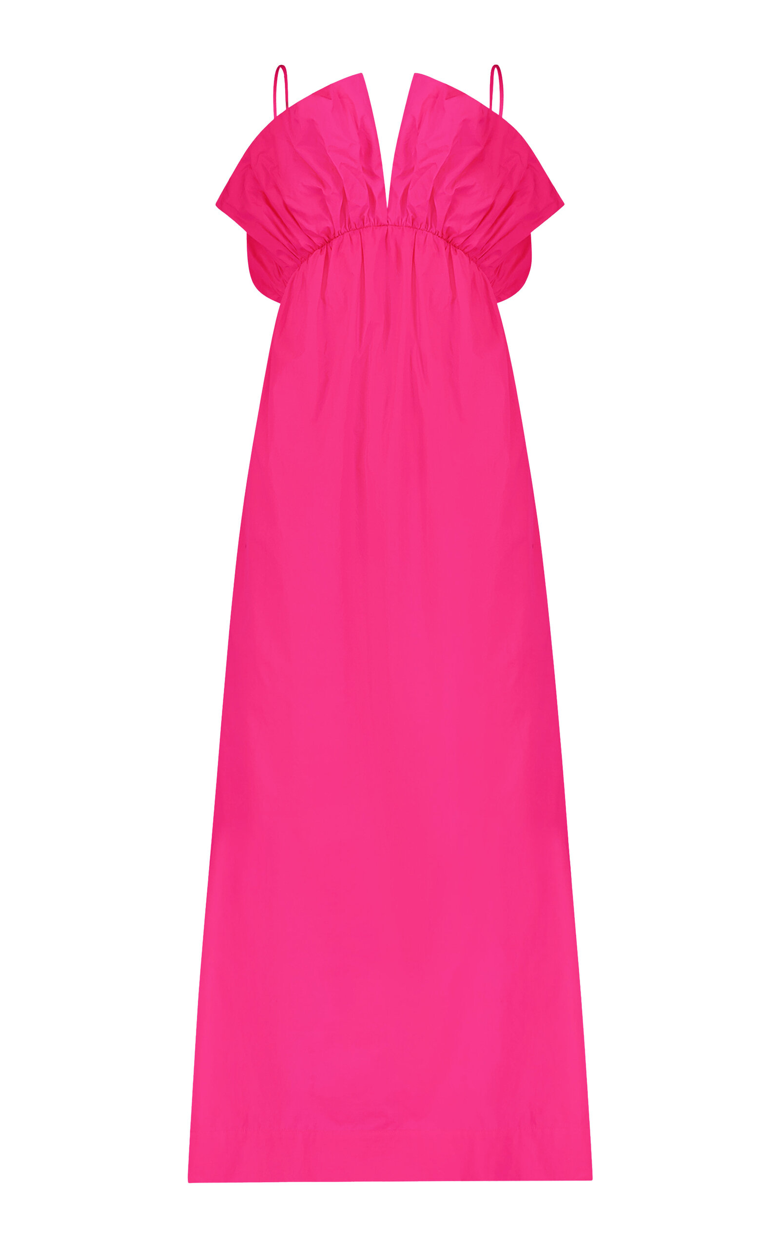 Shop Mara Hoffman Raquel Gathered Cotton Maxi Dress In Pink