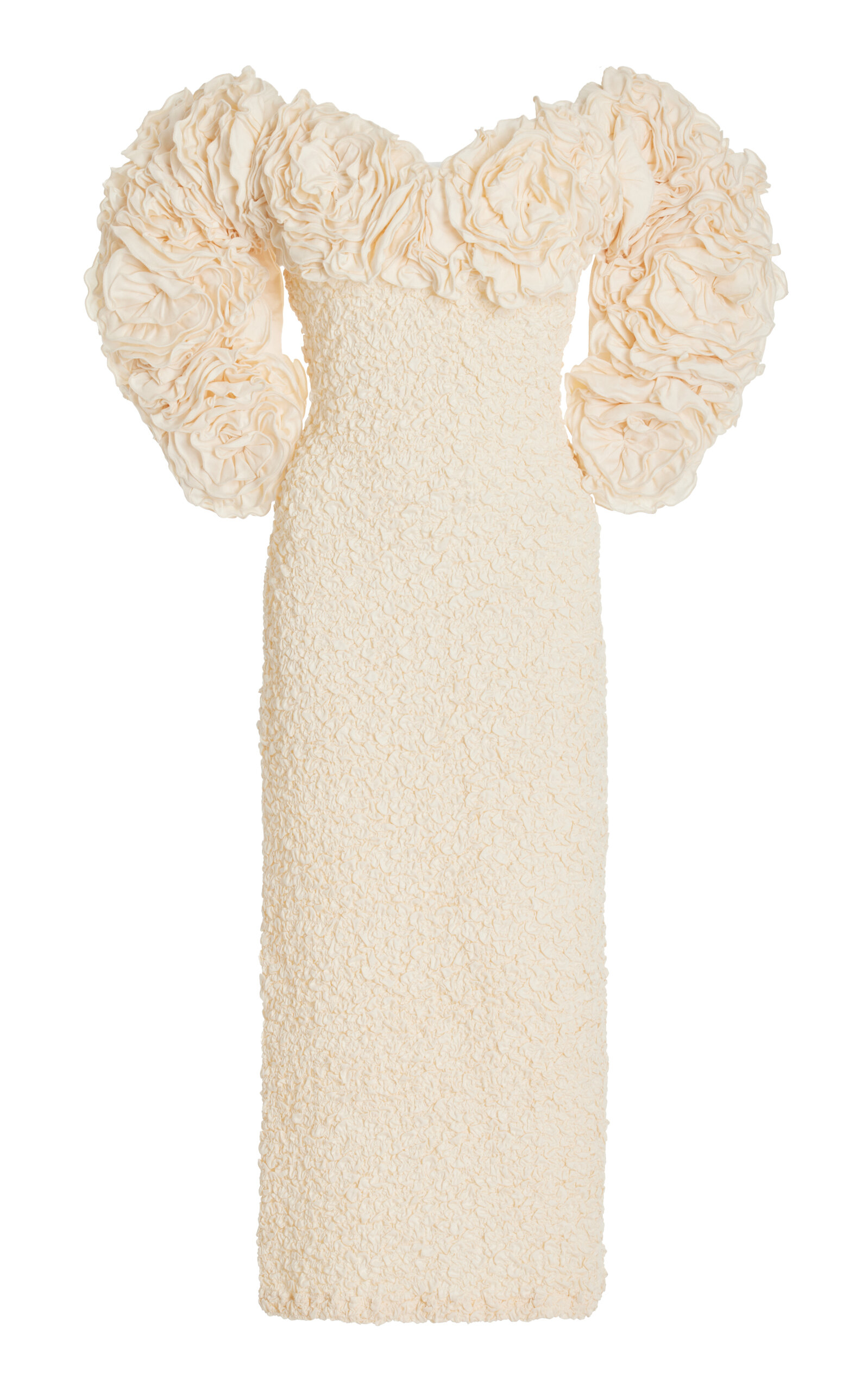 Mara Hoffman Luna Off-the-shoulder Textured-cotton Midi Dress In Off-white