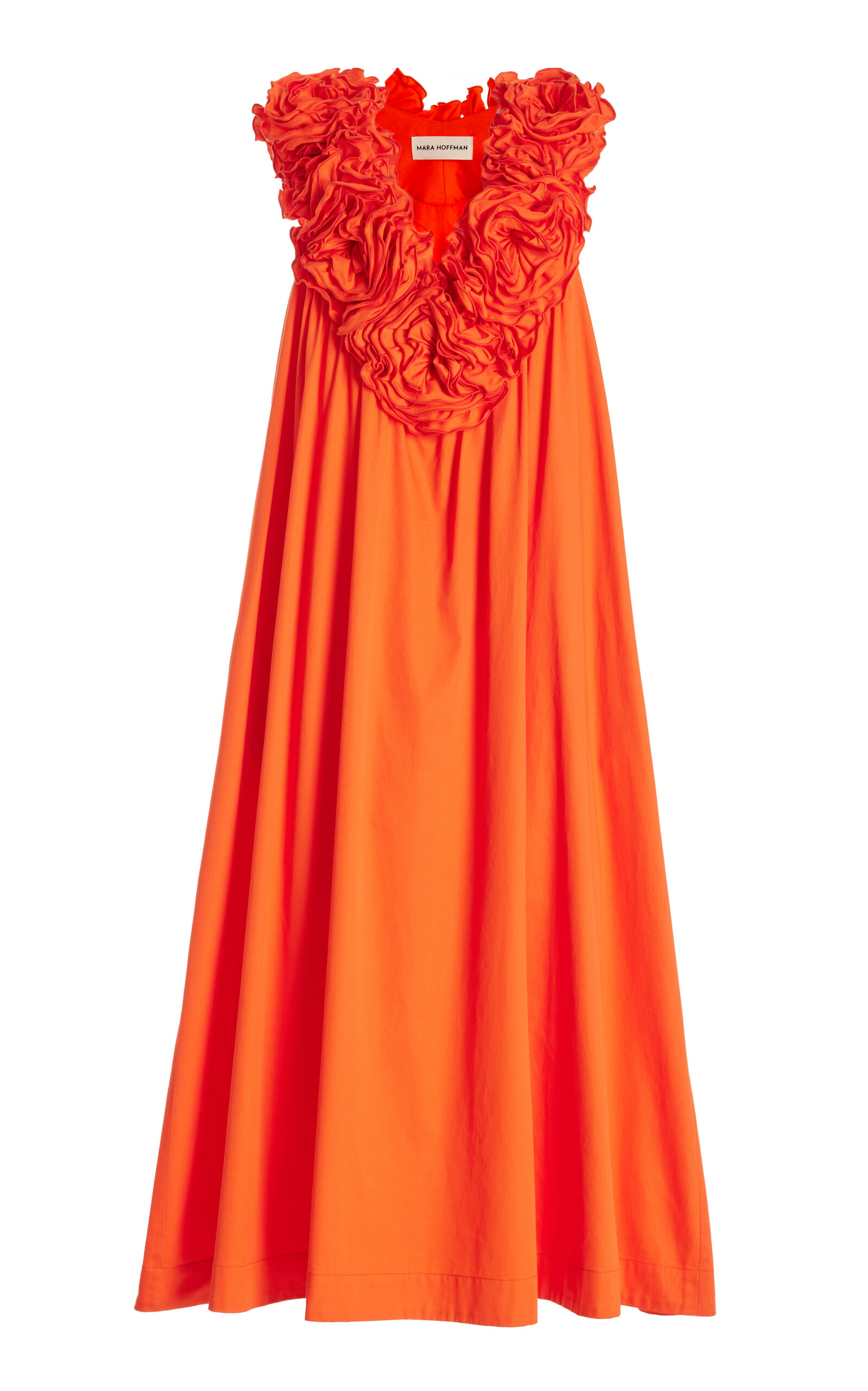 Shop Mara Hoffman Bindi Rosette Bust Cotton Maxi Dress In Red