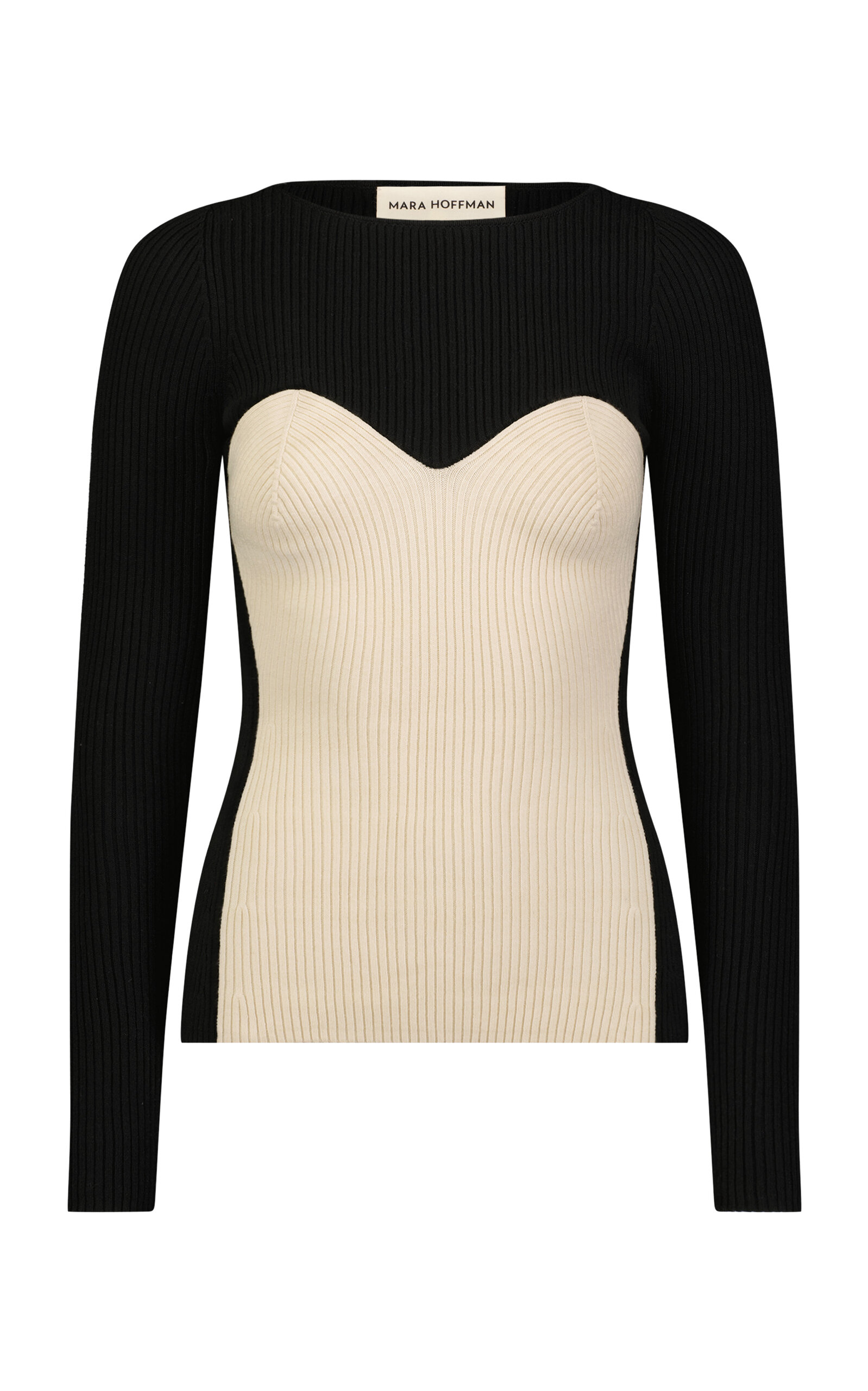 Mara Hoffman Scarlett Stretch Cotton Knit Sweater In Black,white