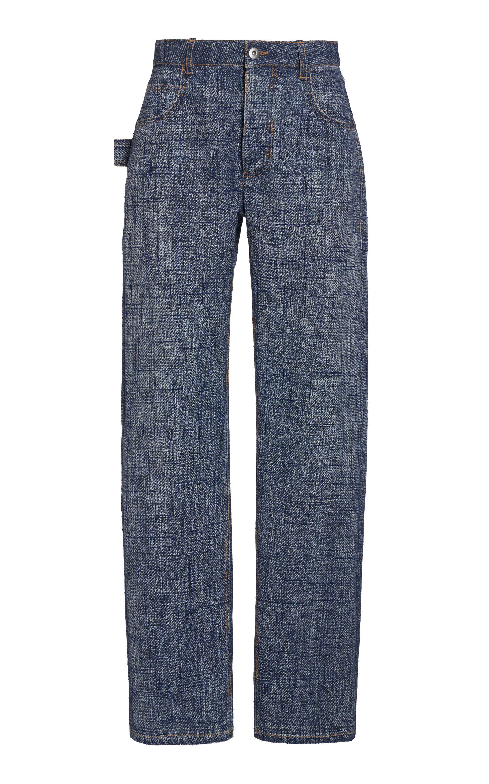 Bottega Veneta Denim-Print Straight-Leg Trousers