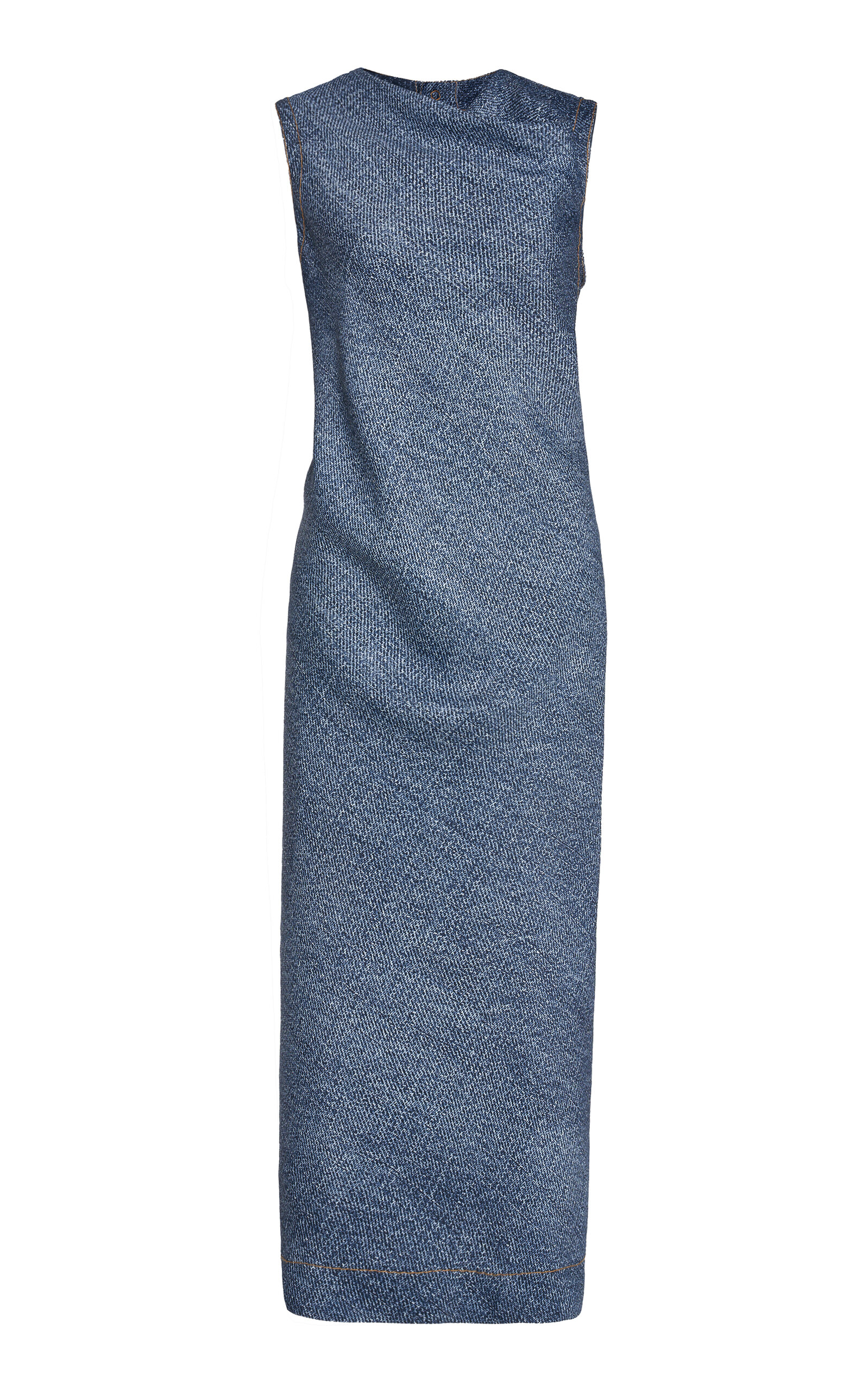BOTTEGA VENETA DENIM-PRINT MIDI DRESS