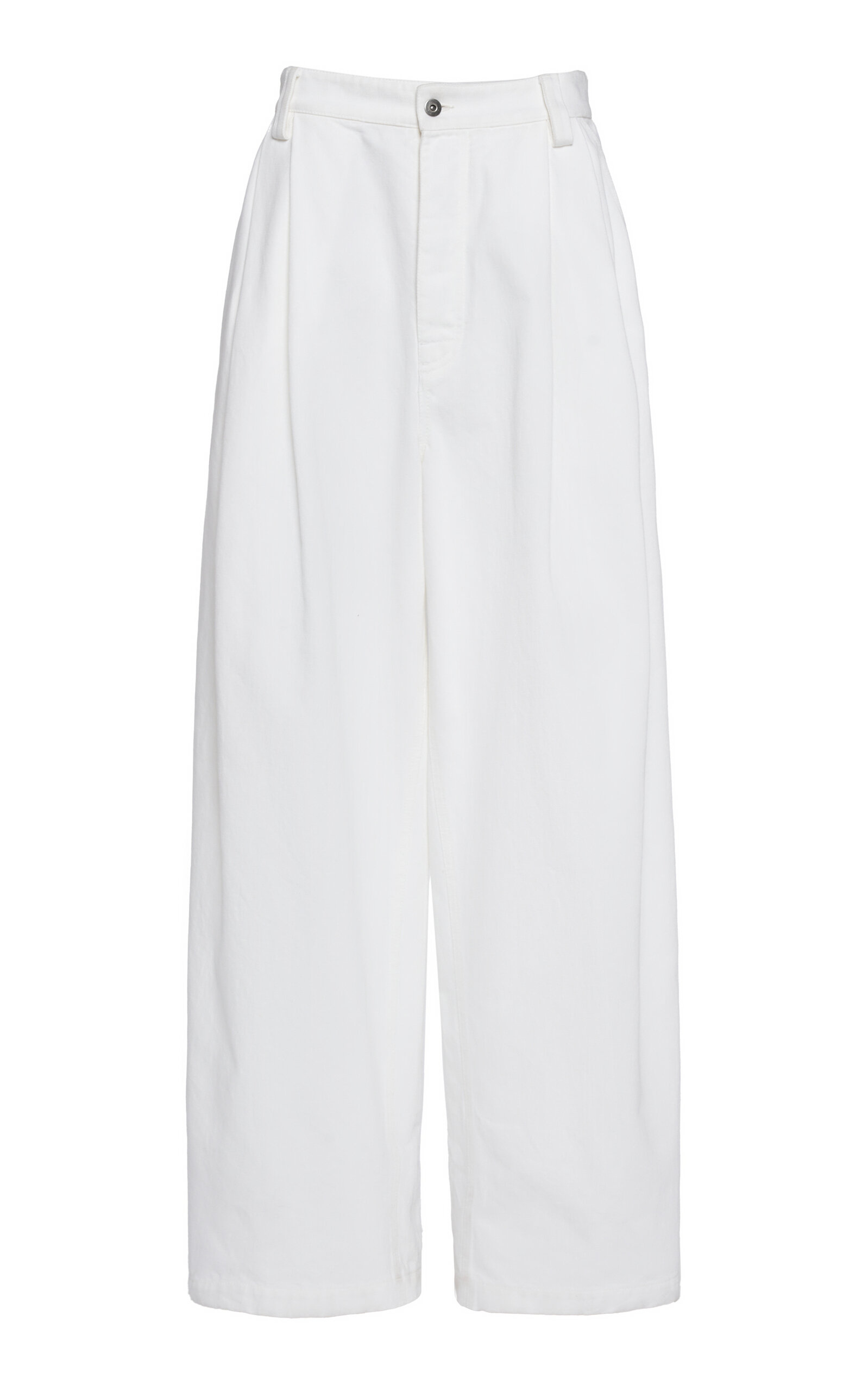 Pleated Denim Wide-Leg Trousers