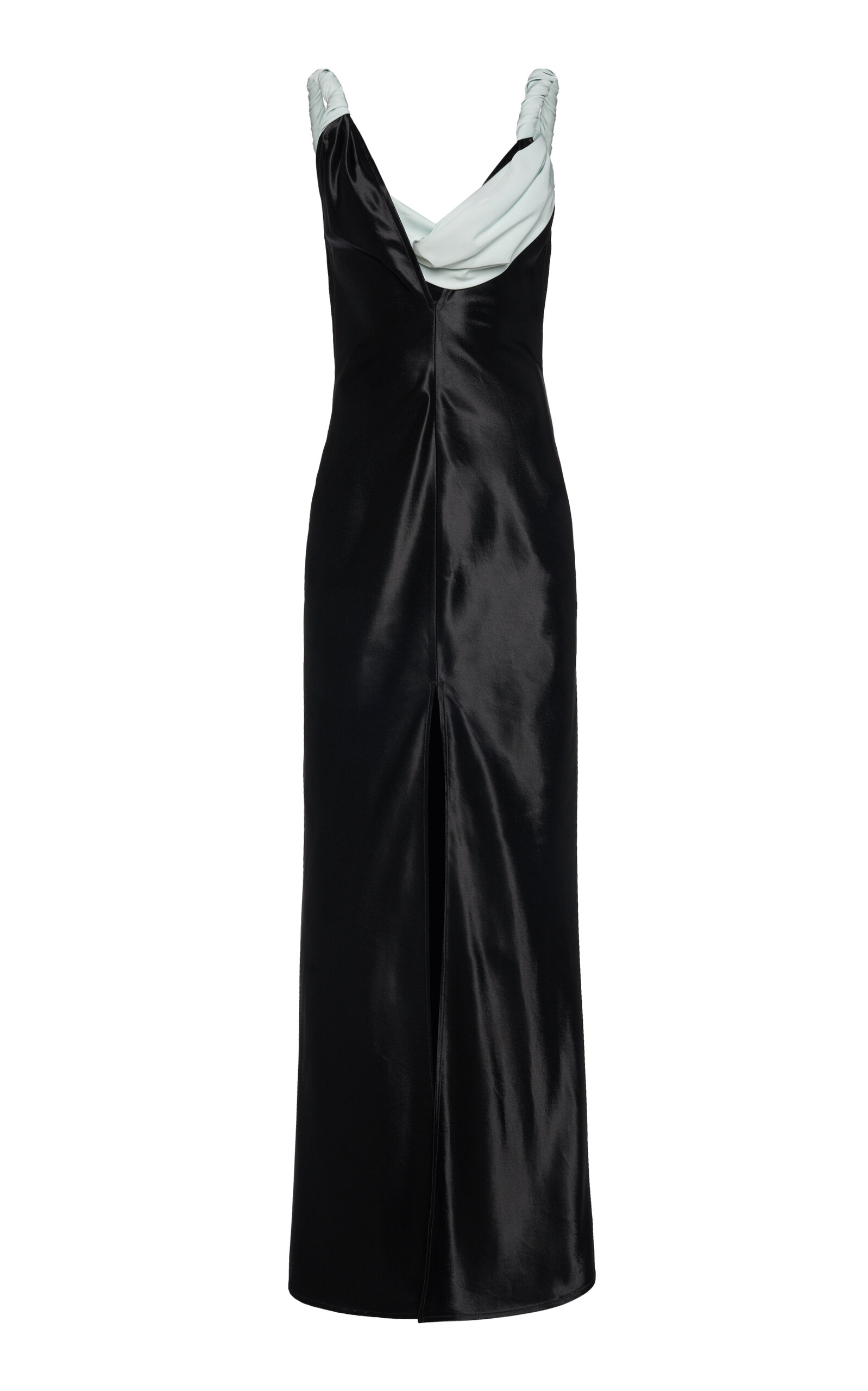 Shop Bottega Veneta Twisted Satin Gown In Black