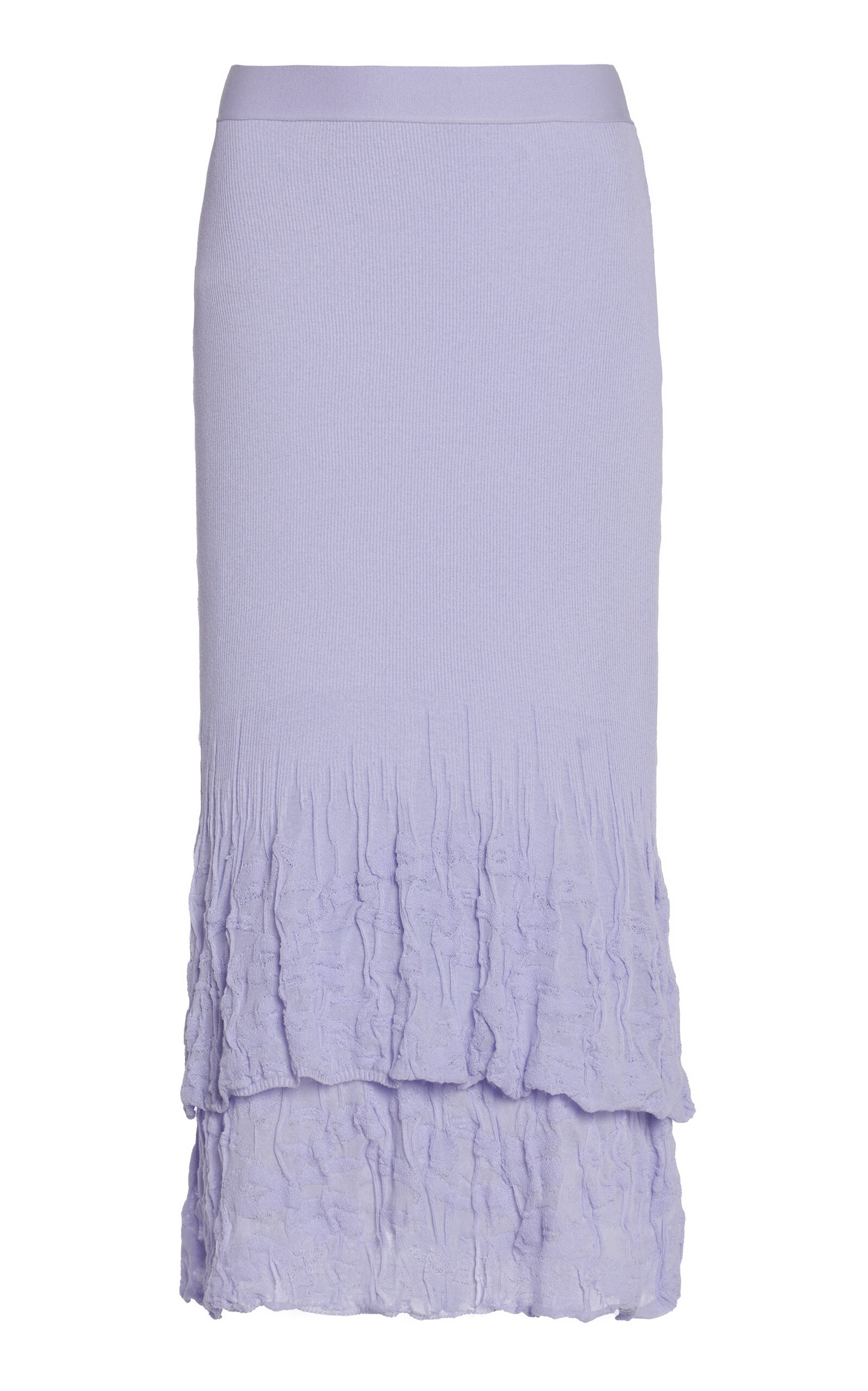 Bottega Veneta Ruffled-hem High-rise Cotton-blend Midi Skirt In Purple