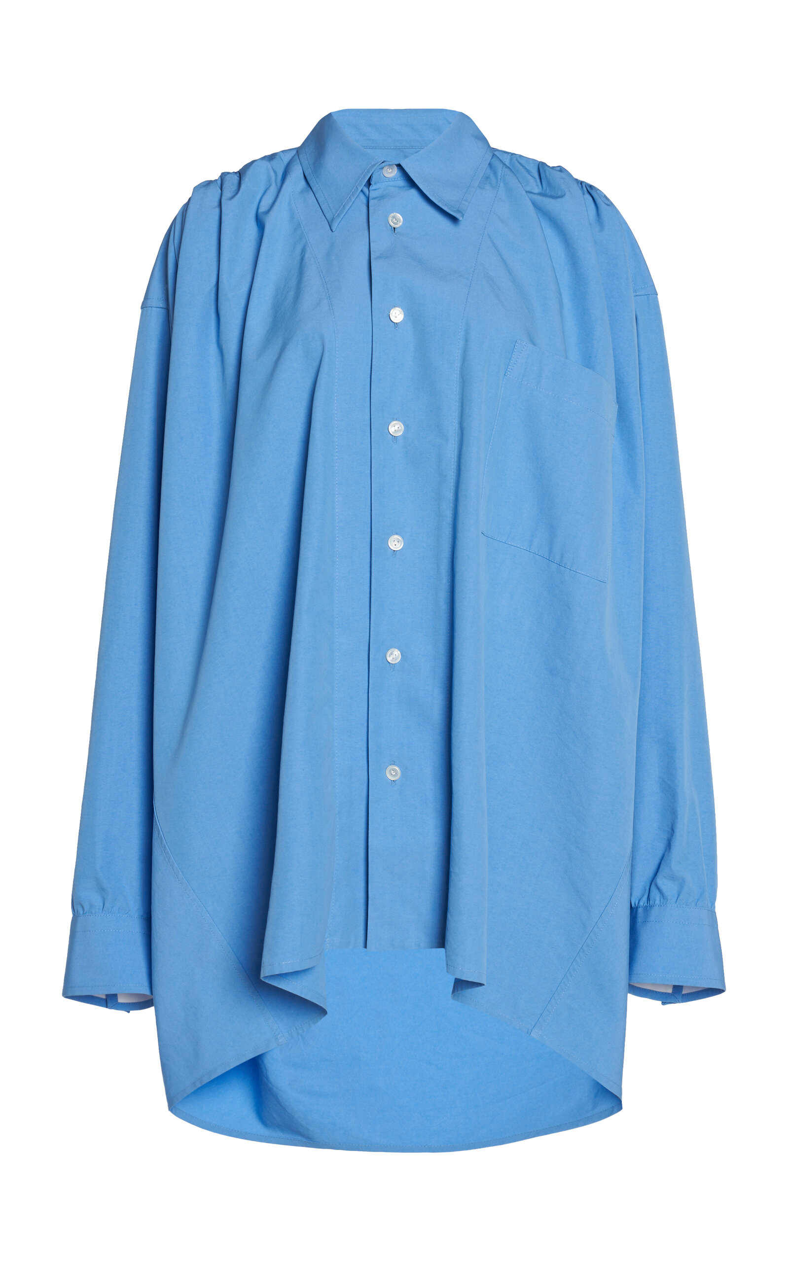 Shop Bottega Veneta Oversized Cotton-blend Shirt In Blue