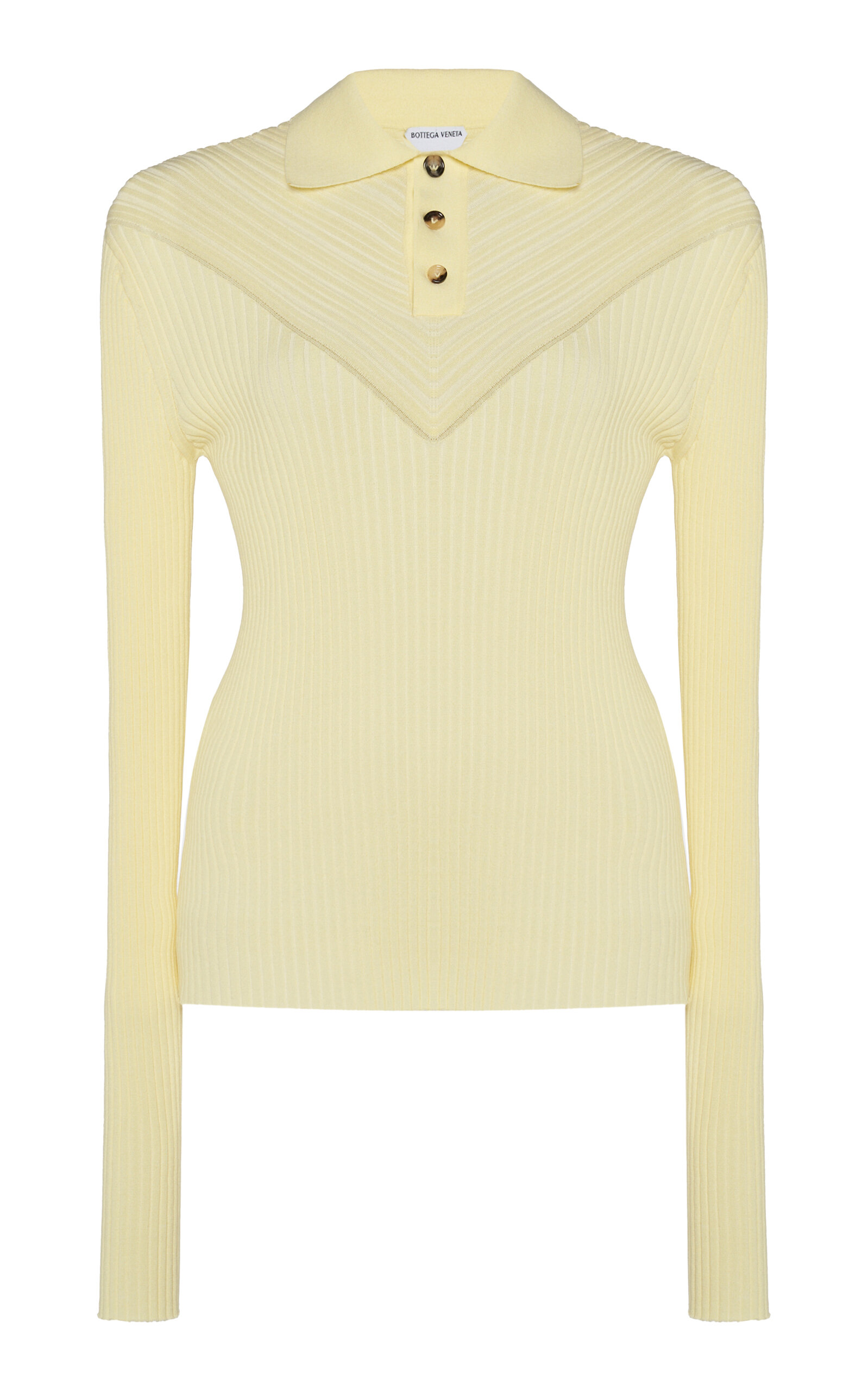 Bottega Veneta Ribbed Cotton-blend Polo Shirt In Yellow