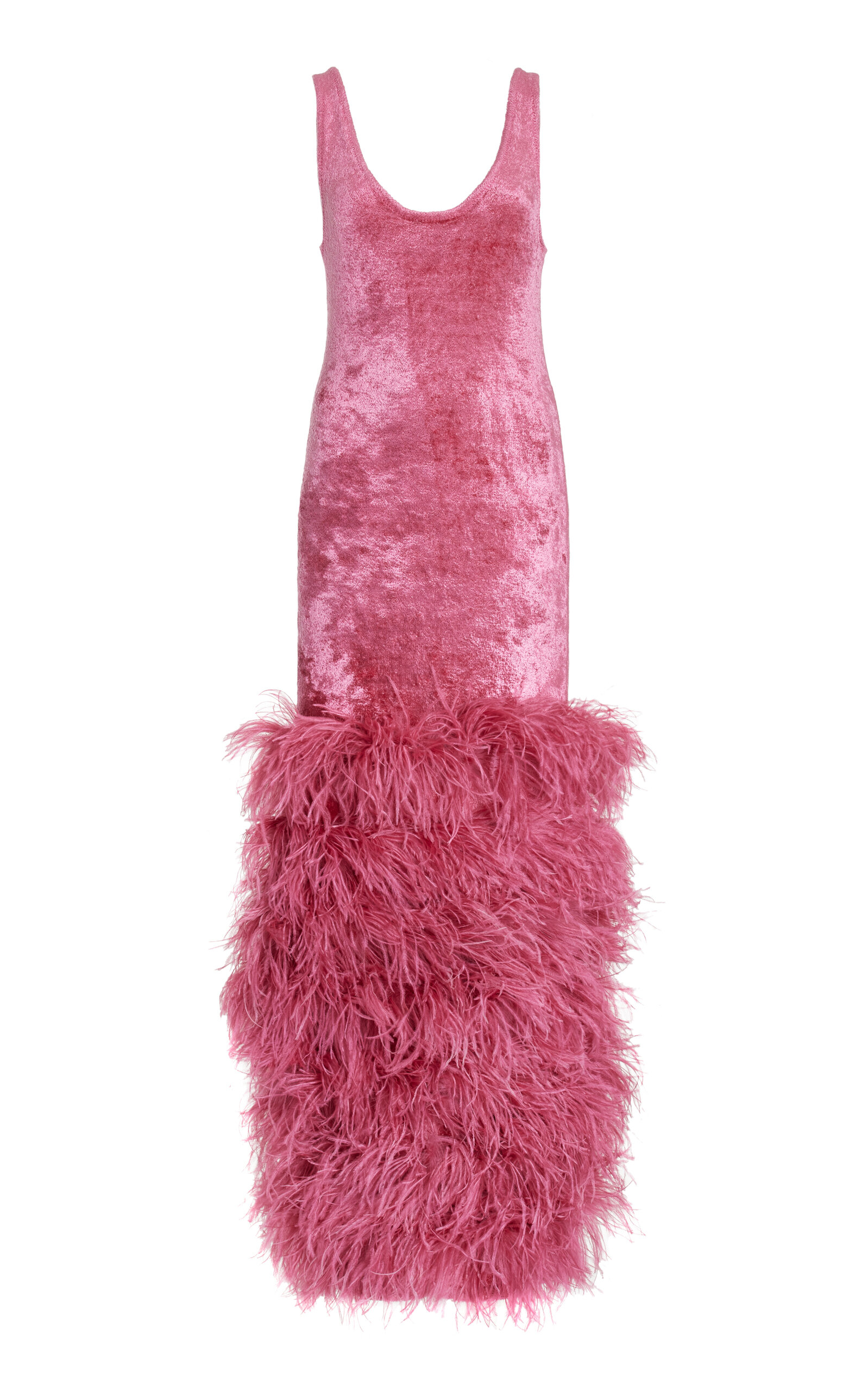 Lapointe Ostrich Velvet Tank Maxi Dress In Pink