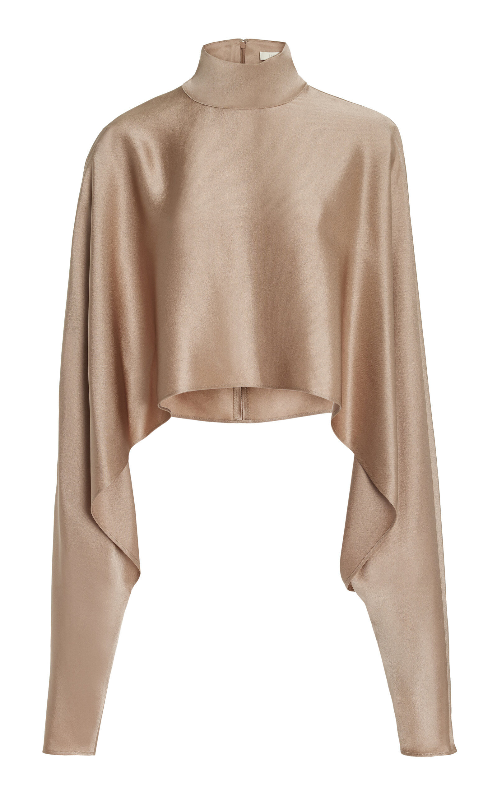 LAPOINTE Satin Crop Top - Taupe - XS
