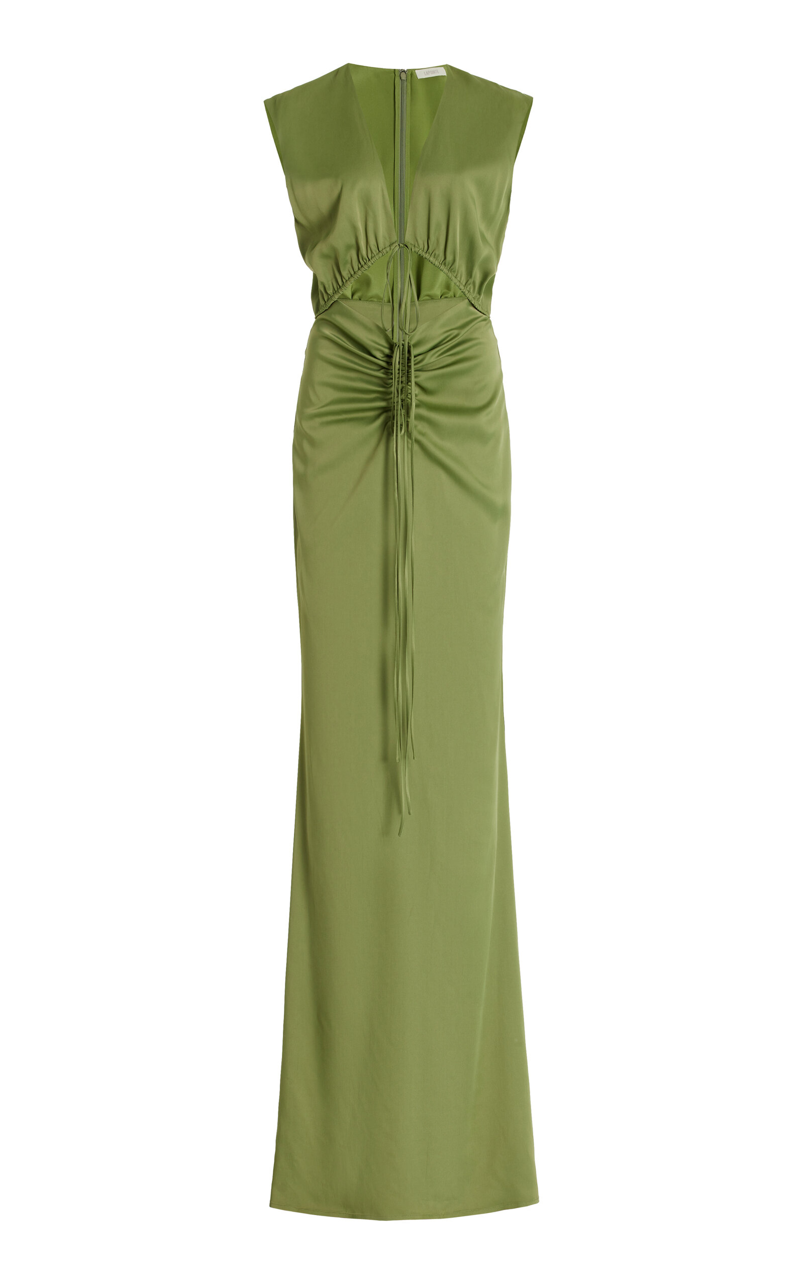 Shop Lapointe Corded Stretch Satin Maxi Dress In Green