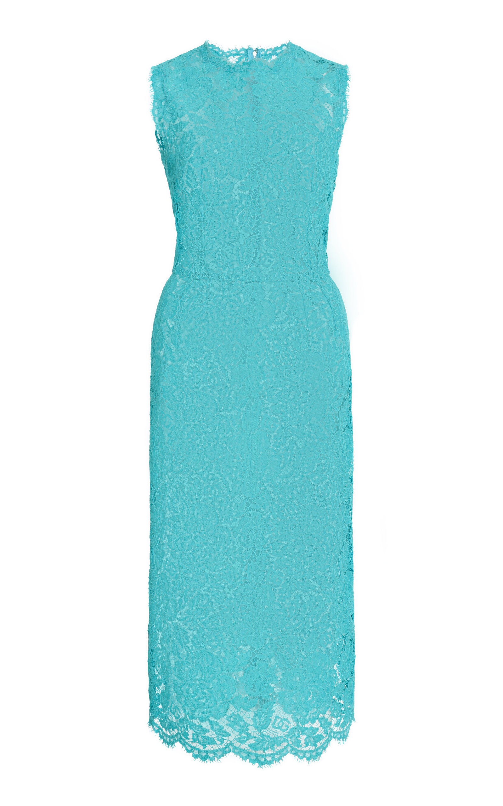 Dolce & Gabbana Midi Light Blue Sleeveless Dress In Floreal Lace Woman In  Turchese | ModeSens