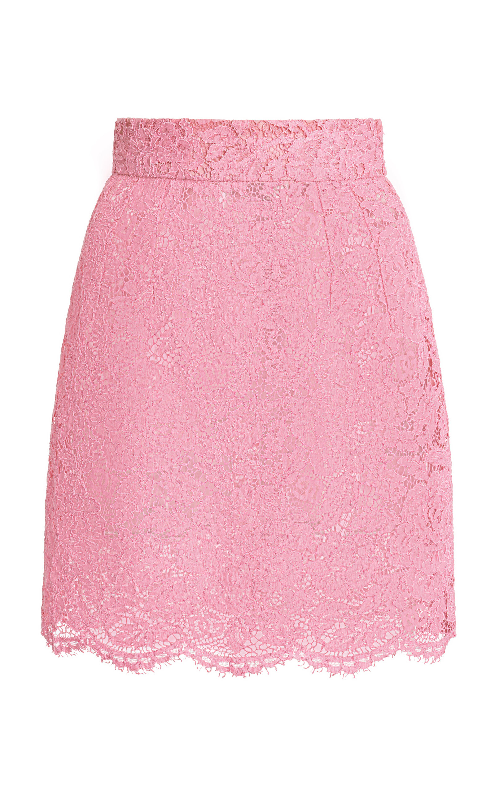 Shop Dolce & Gabbana Lace Mini Skirt In Pink