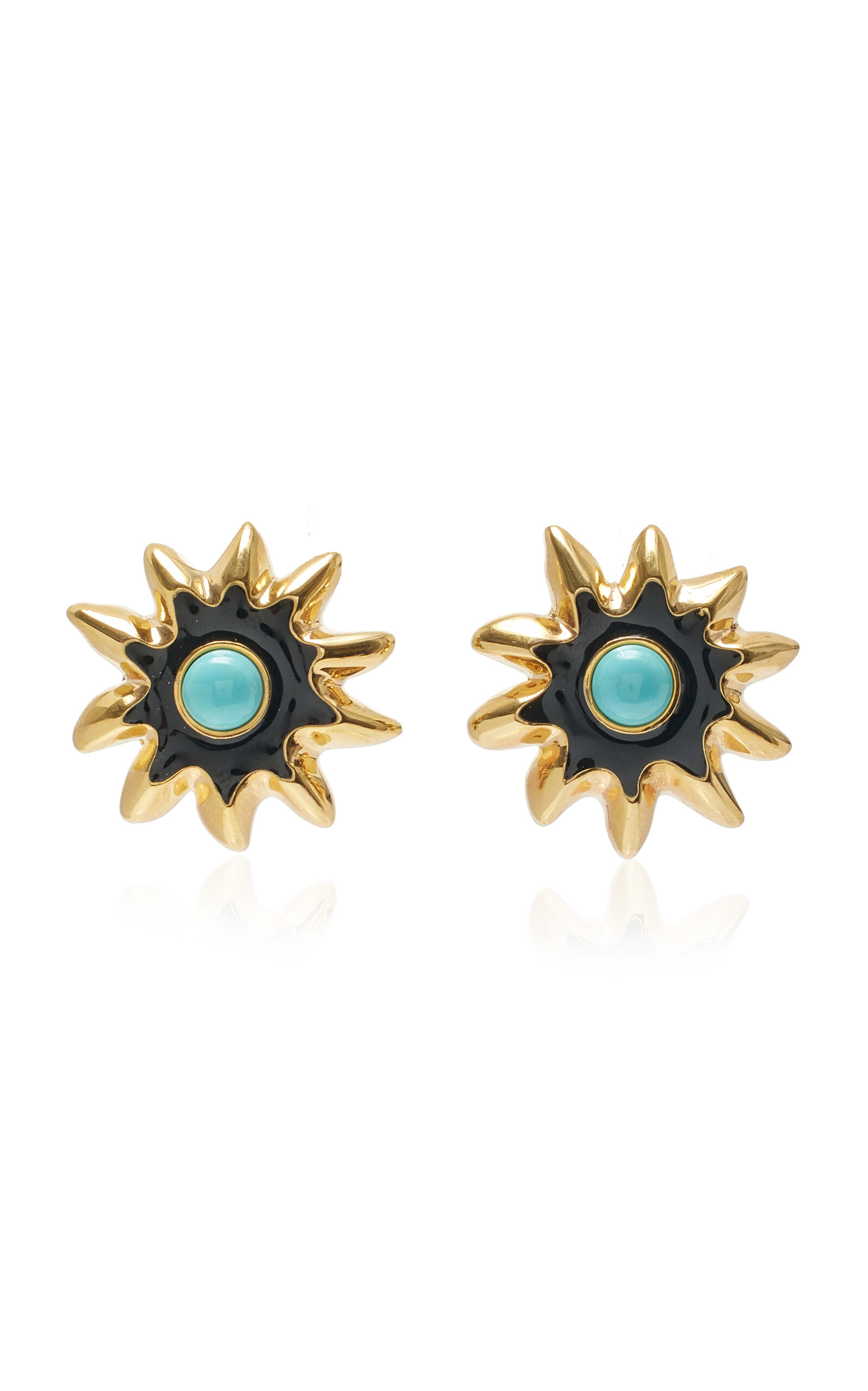 Lizzie Fortunato Helios Stud Gold-plated Earrings In Green