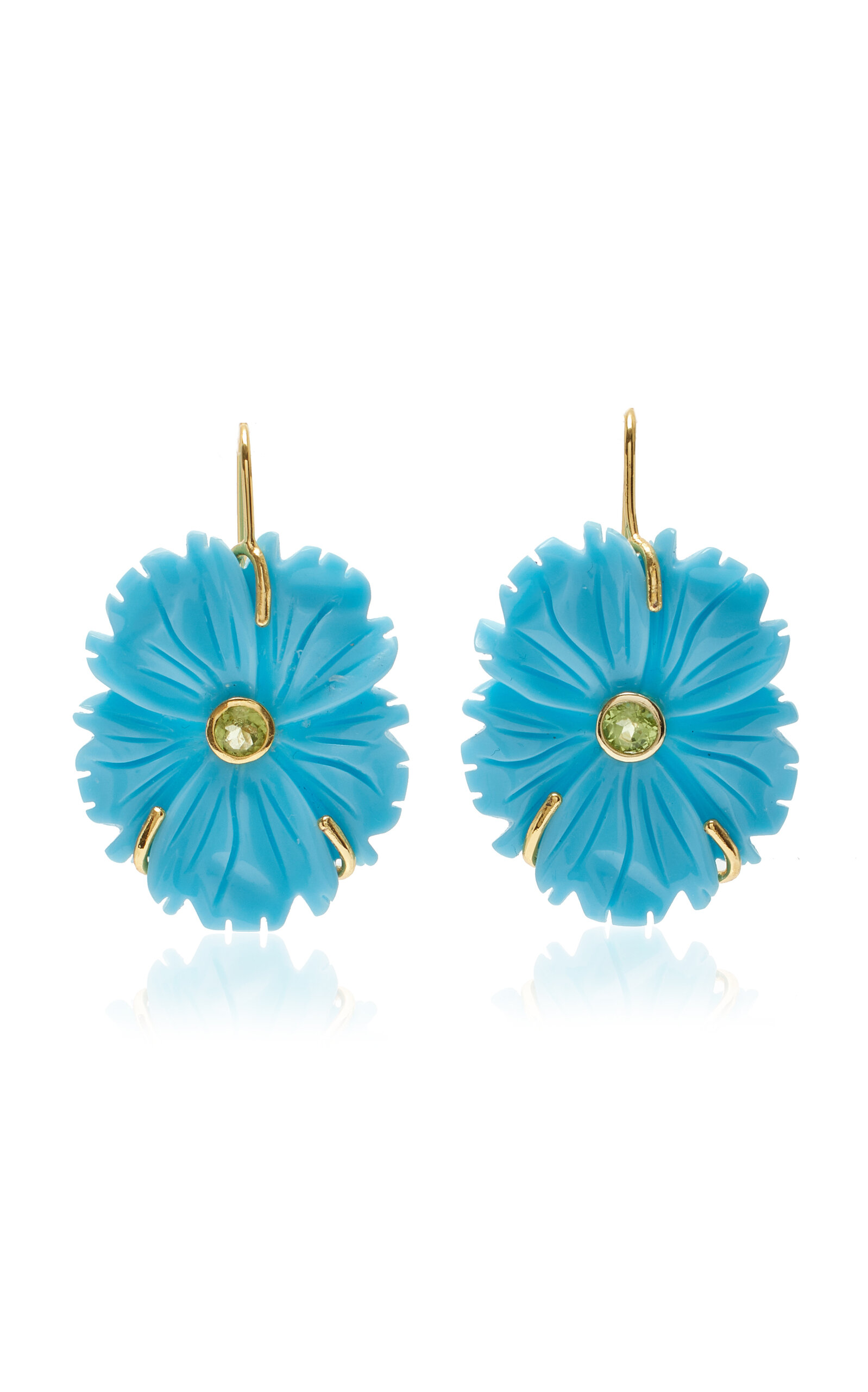 Shop Lizzie Fortunato New Bloom Turquoise Gold-plated Earrings In Blue