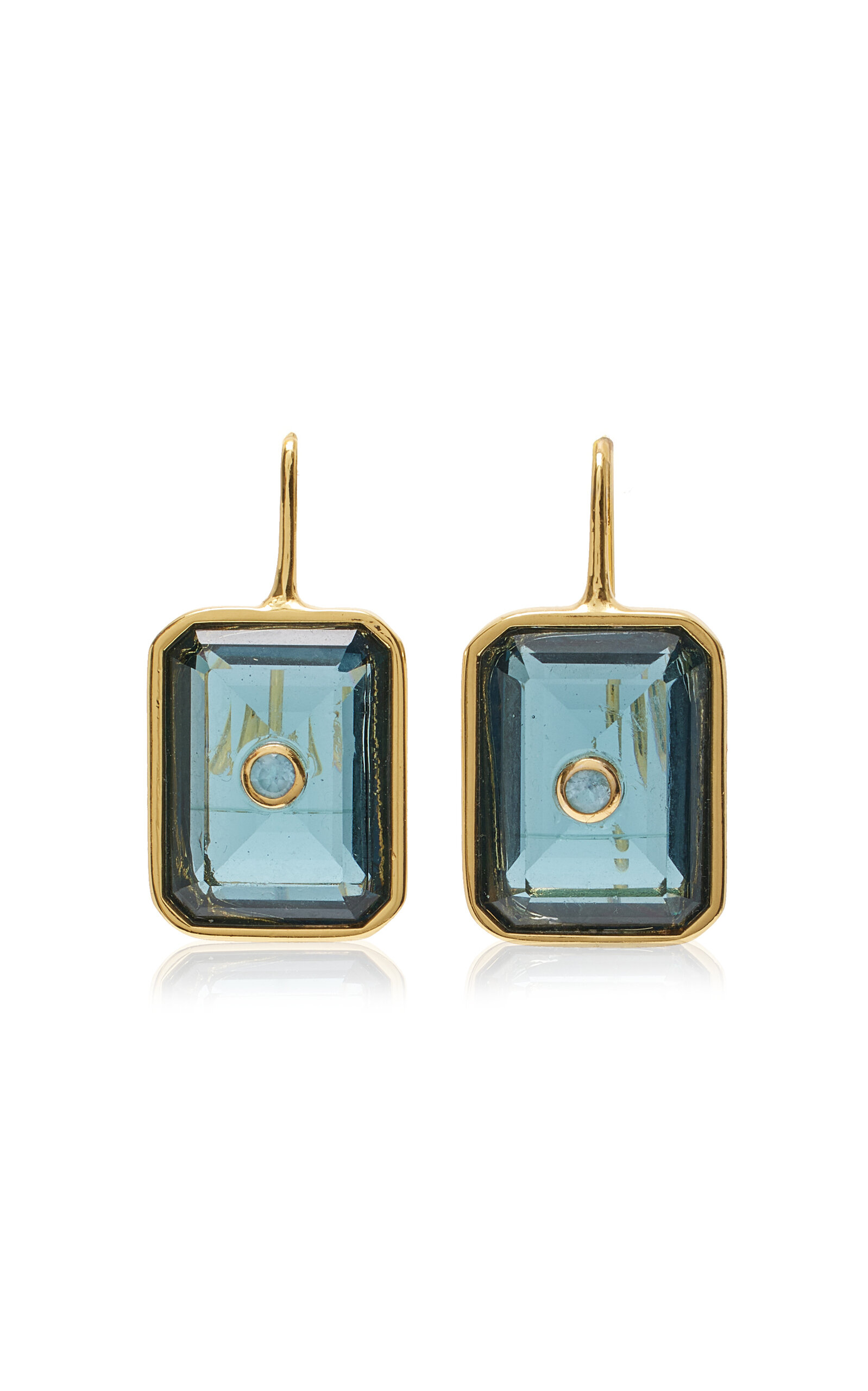 Tile Topaz; Crystal Gold-Plated Earrings