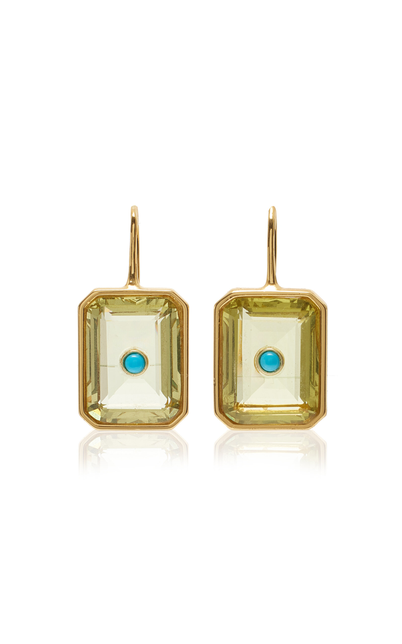 Lizzie Fortunato Tile Turquoise; Crystal Gold-plated Earrings