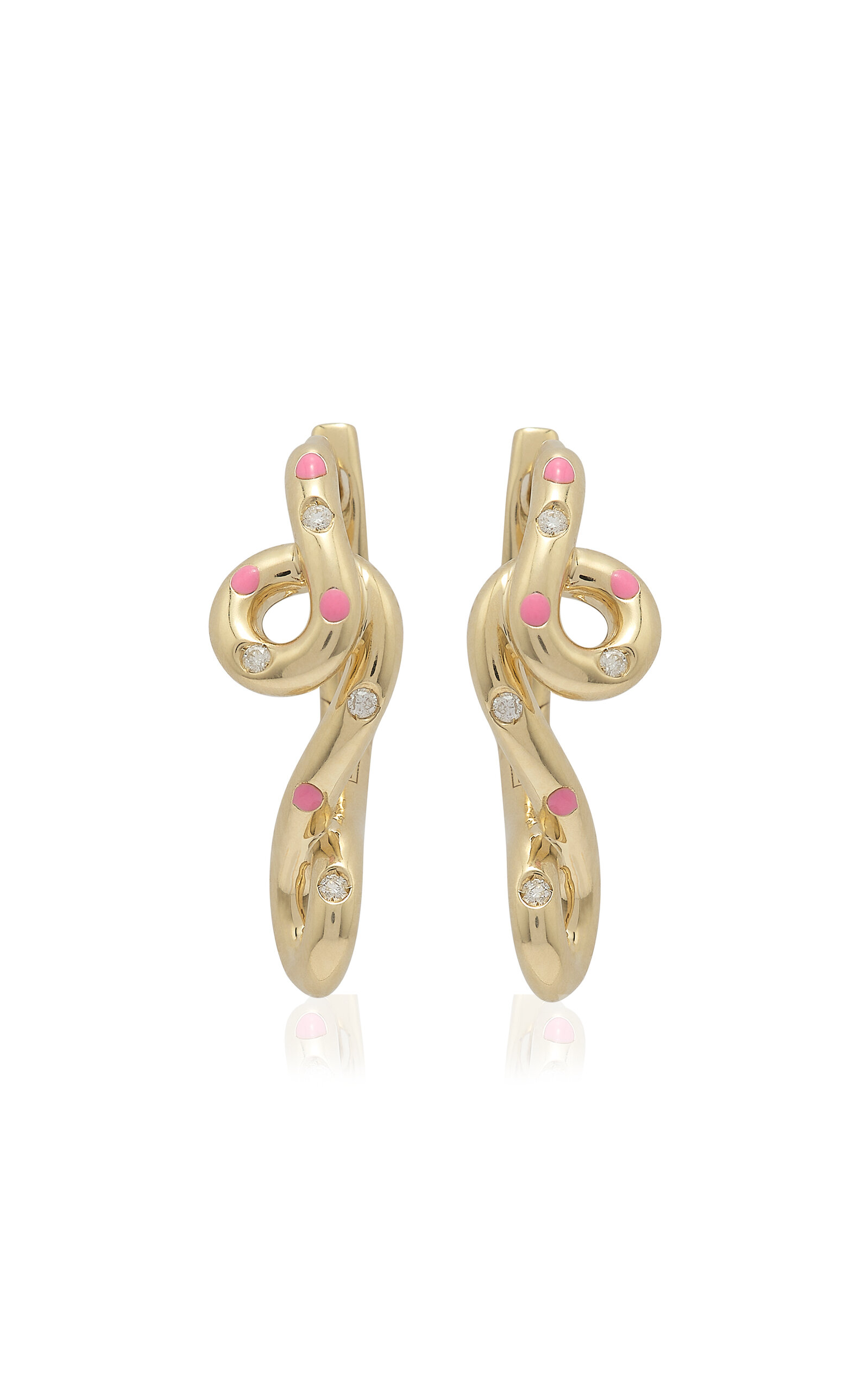 Bea Bongiasca 9k Yellow Gold Double Wave Hoop Earrings