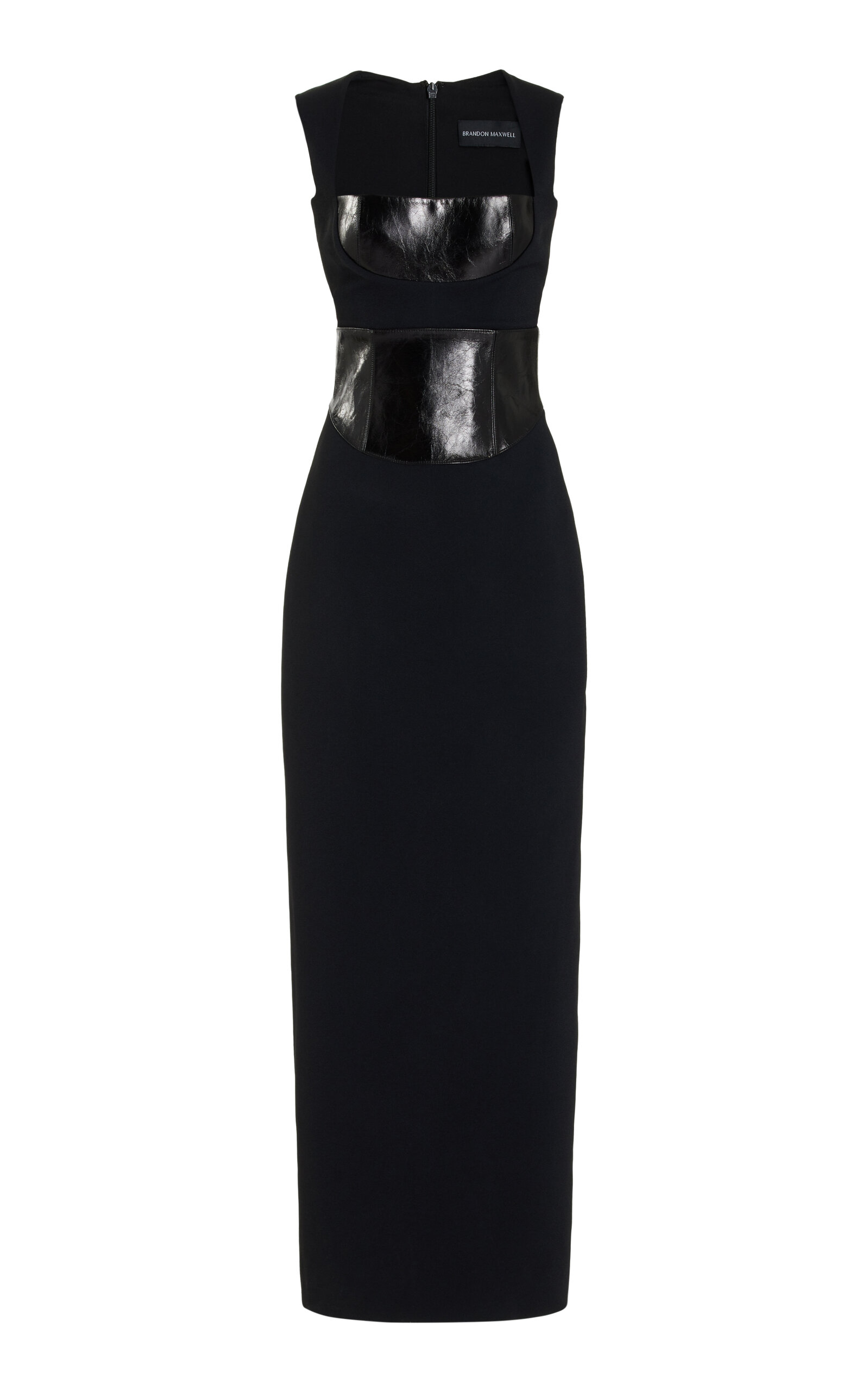 Shop Brandon Maxwell The Wylder Dress Leather Corset Maxi Dress In Black