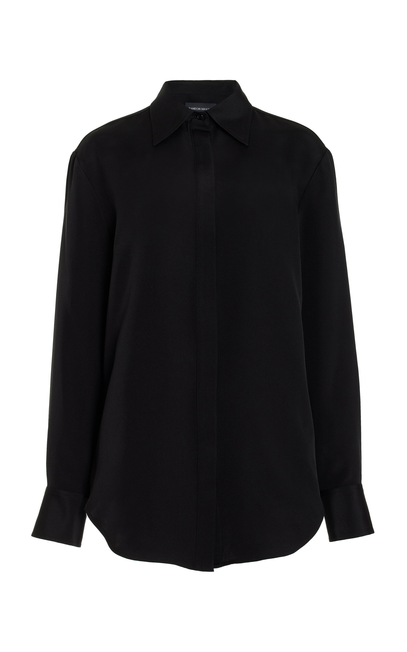 Brandon Maxwell The Brit Silk Button-down Shirt In Black