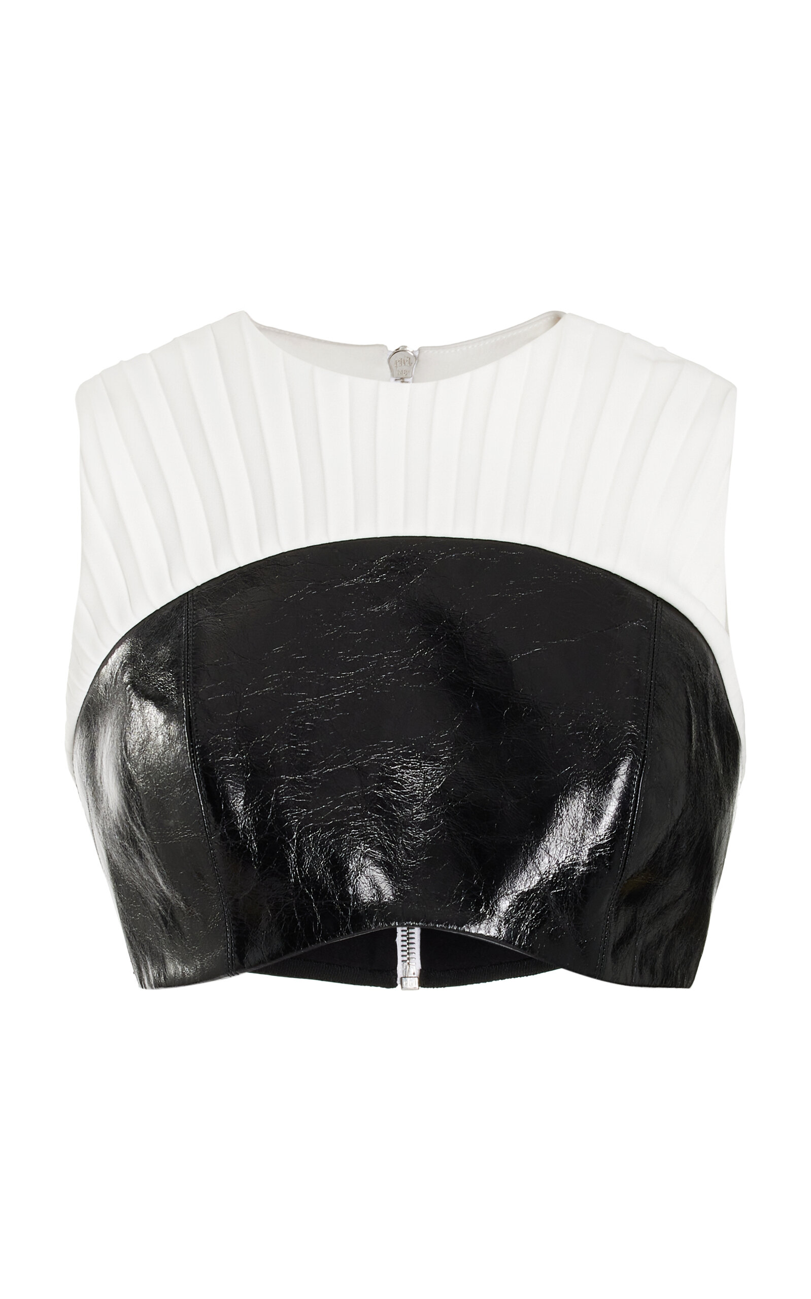 Shop Brandon Maxwell The Lydia Cotton Bustier Top In Black,white