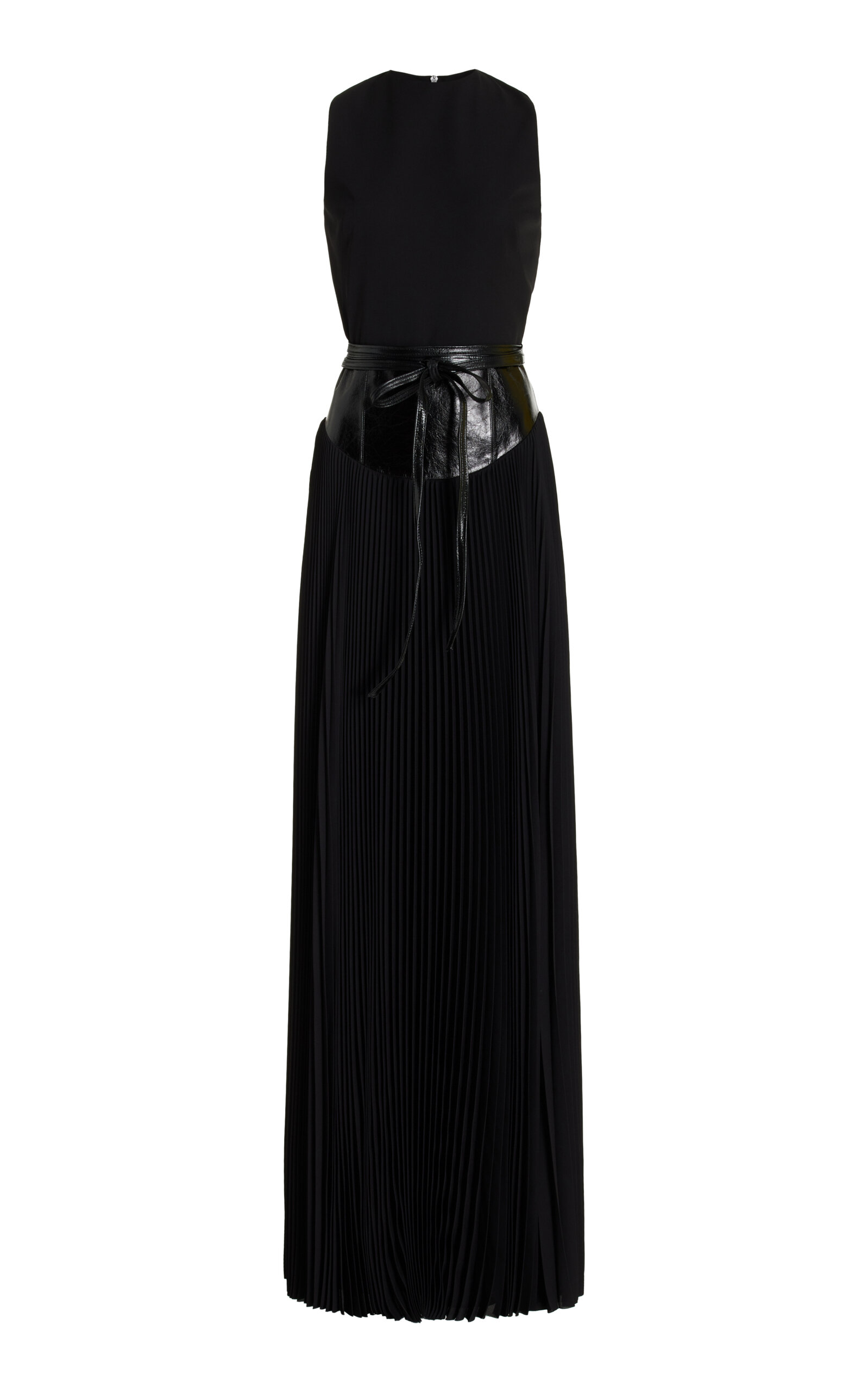 Shop Brandon Maxwell The Claudia Pleated Dress In Black