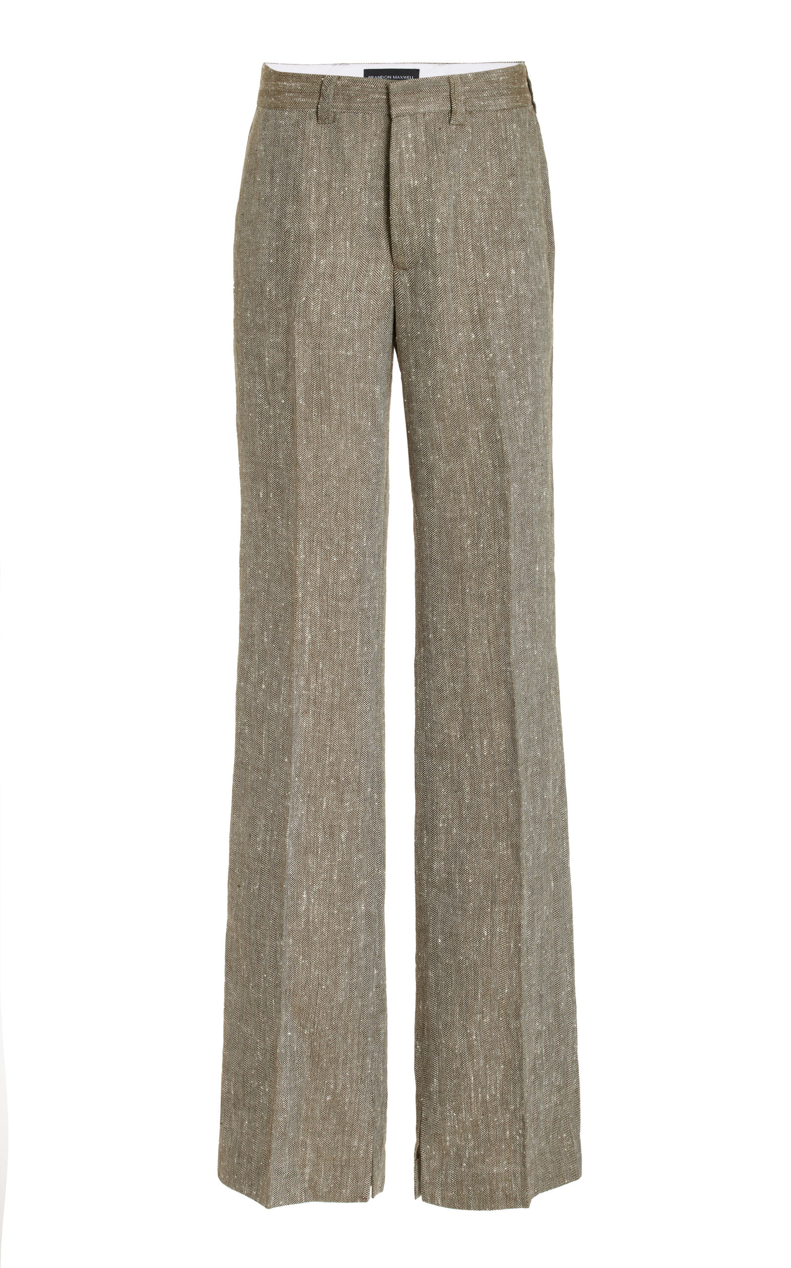 Brandon Maxwell The Peyton Linen-silk Straight-leg Trousers In Grey