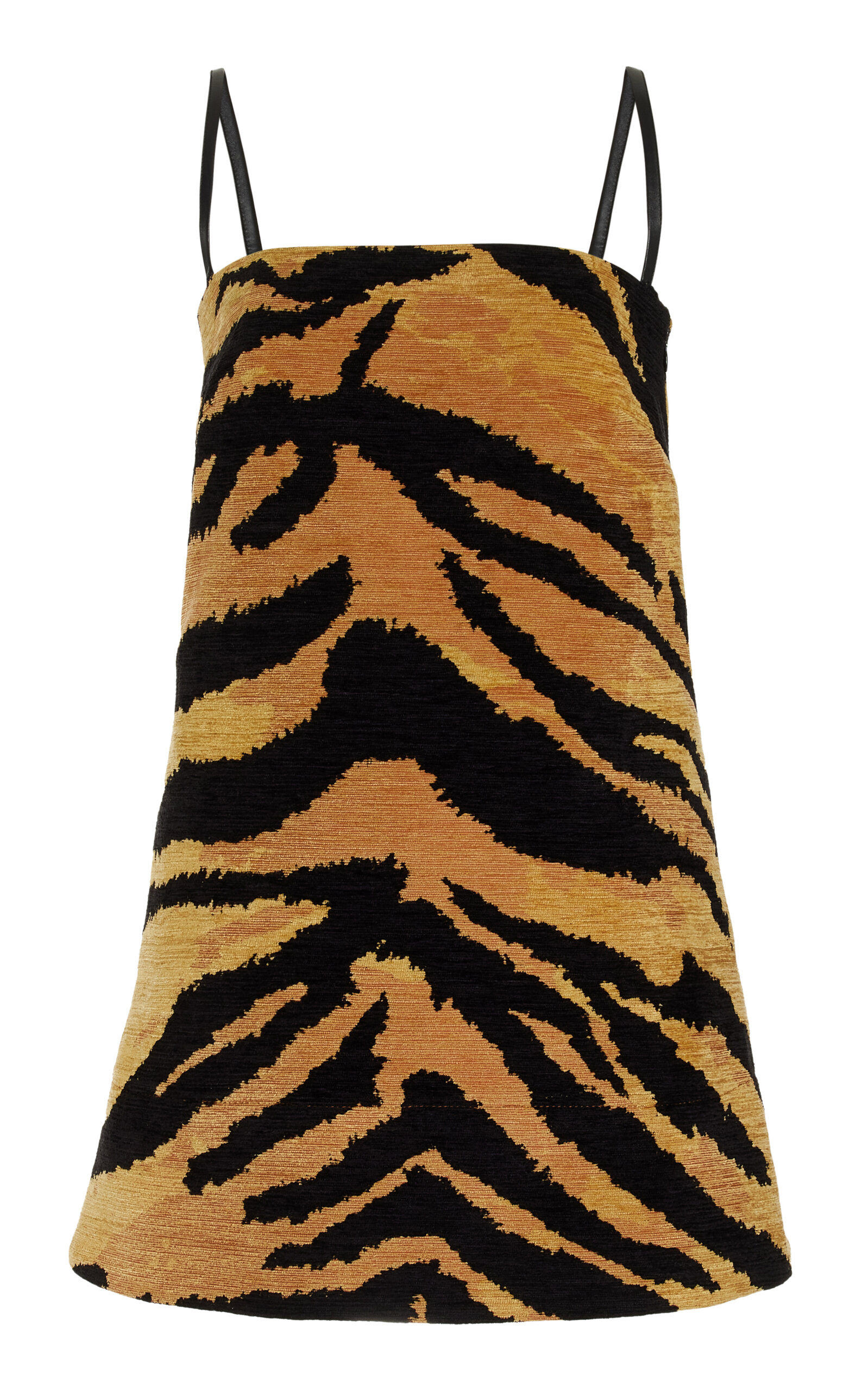 Oscar De La Renta Chenille Tiger-jacquard Mini Dress In Camel/black