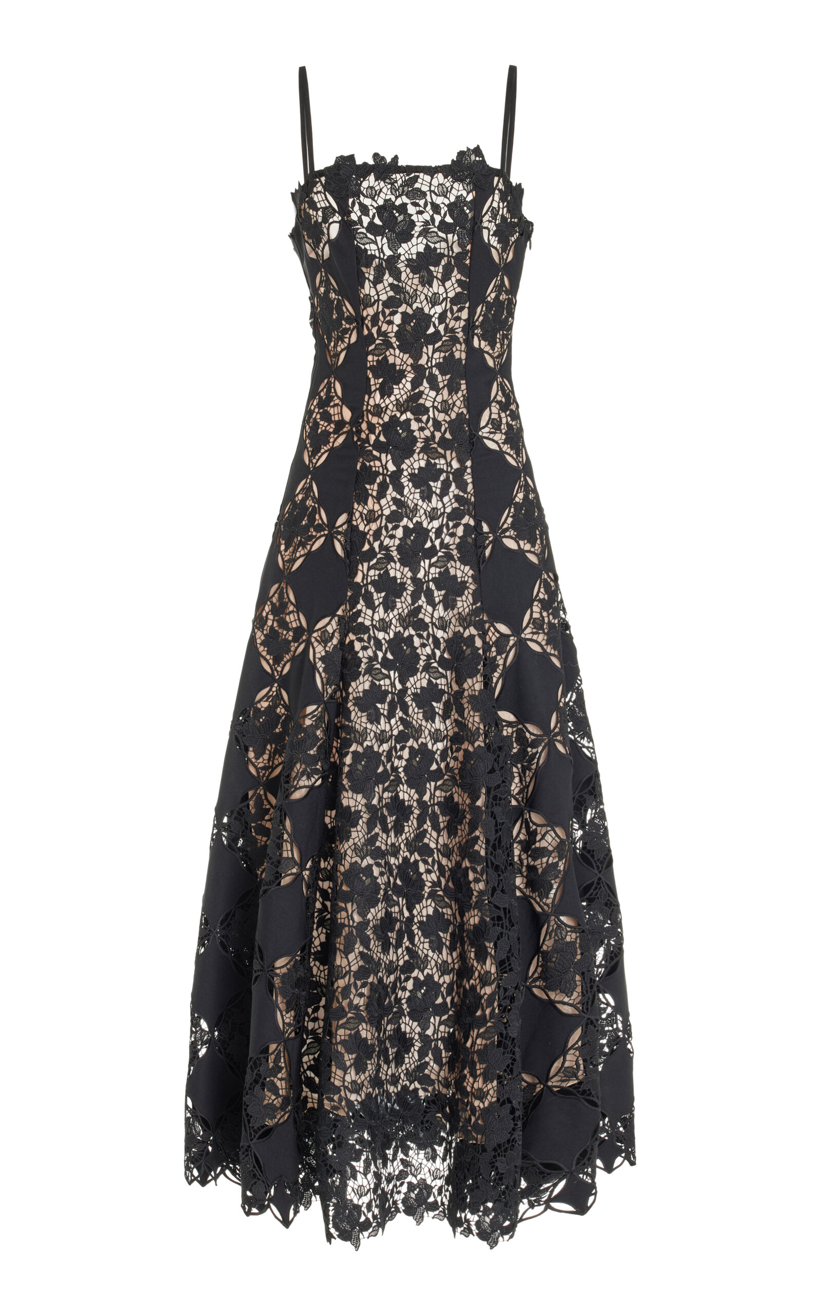 Shop Oscar De La Renta Gardenia Guipure-lace Midi Dress In Black