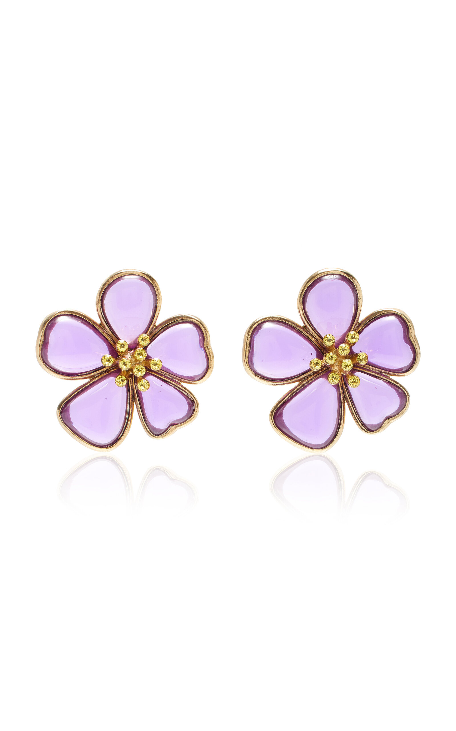 Shop Oscar De La Renta Cloudy Flower Earrings In Purple