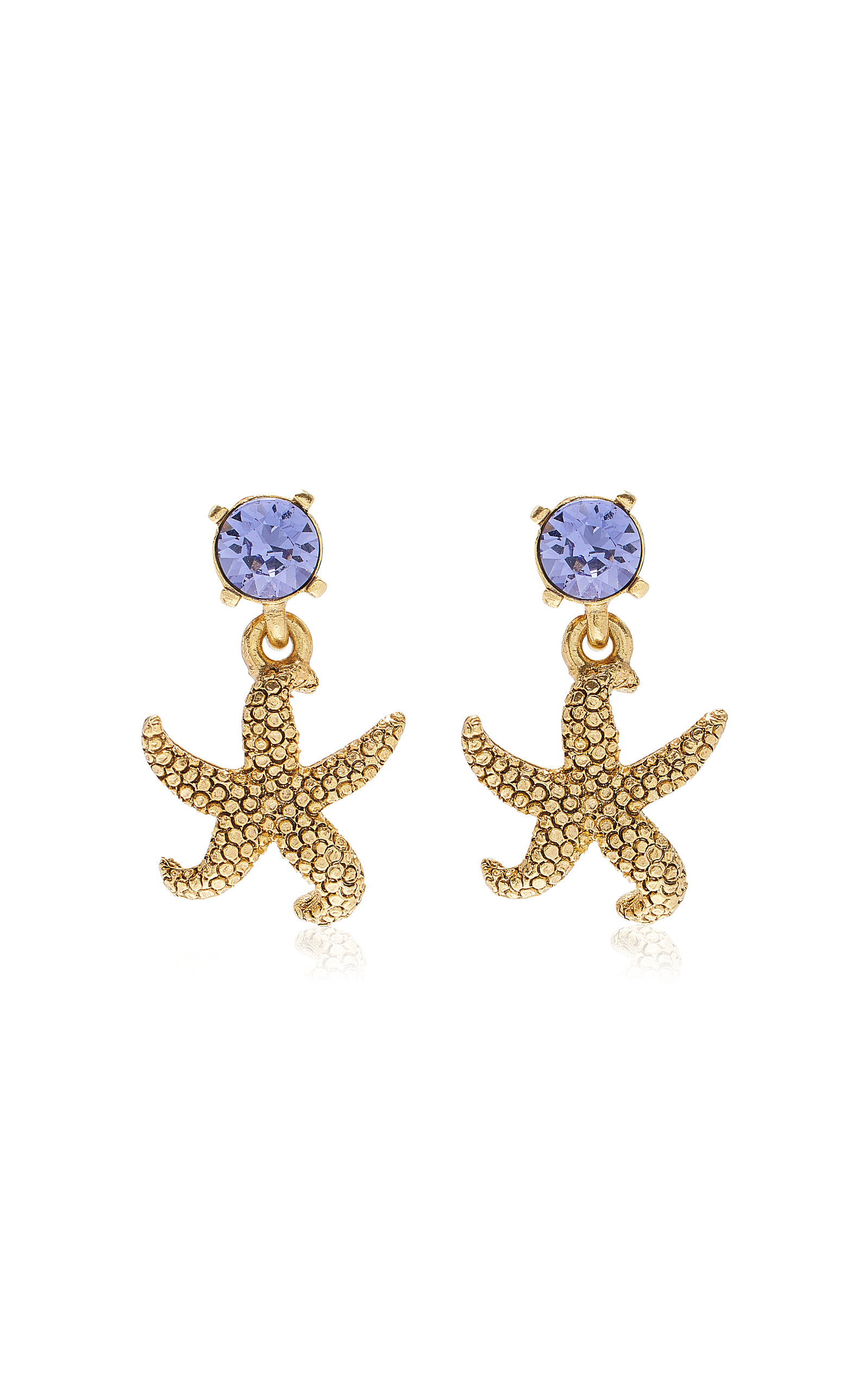 Oscar De La Renta Crystal Starfish Earrings In Blue