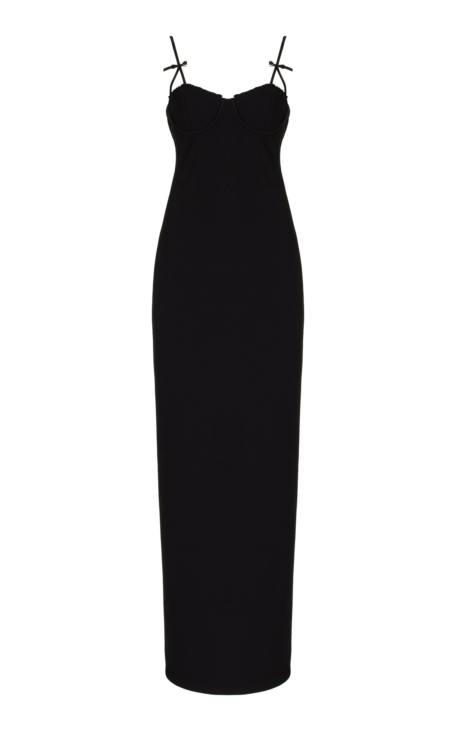 Shop Staud Georgina Bow-detailed Bustier Maxi Dress In Black