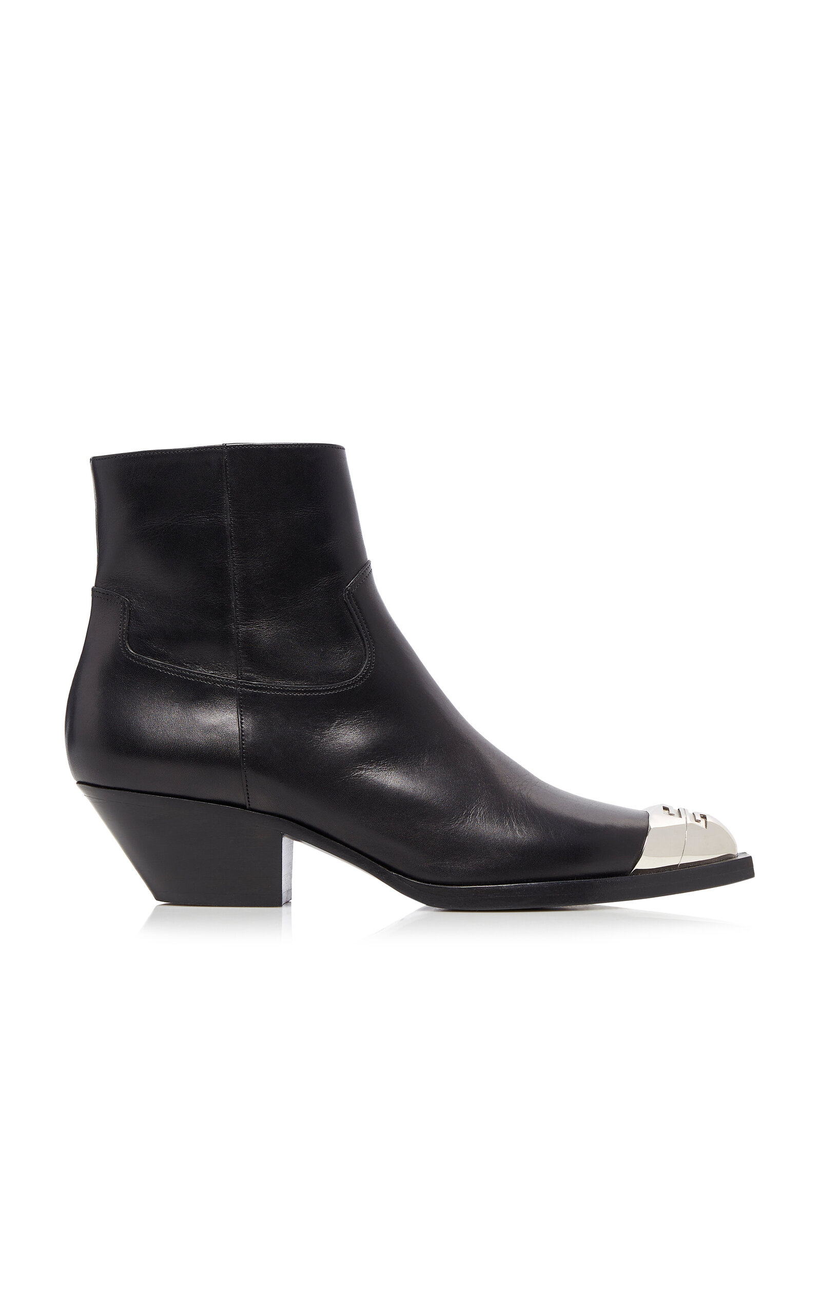 Metal-Toe Leather Western Ankle Boots