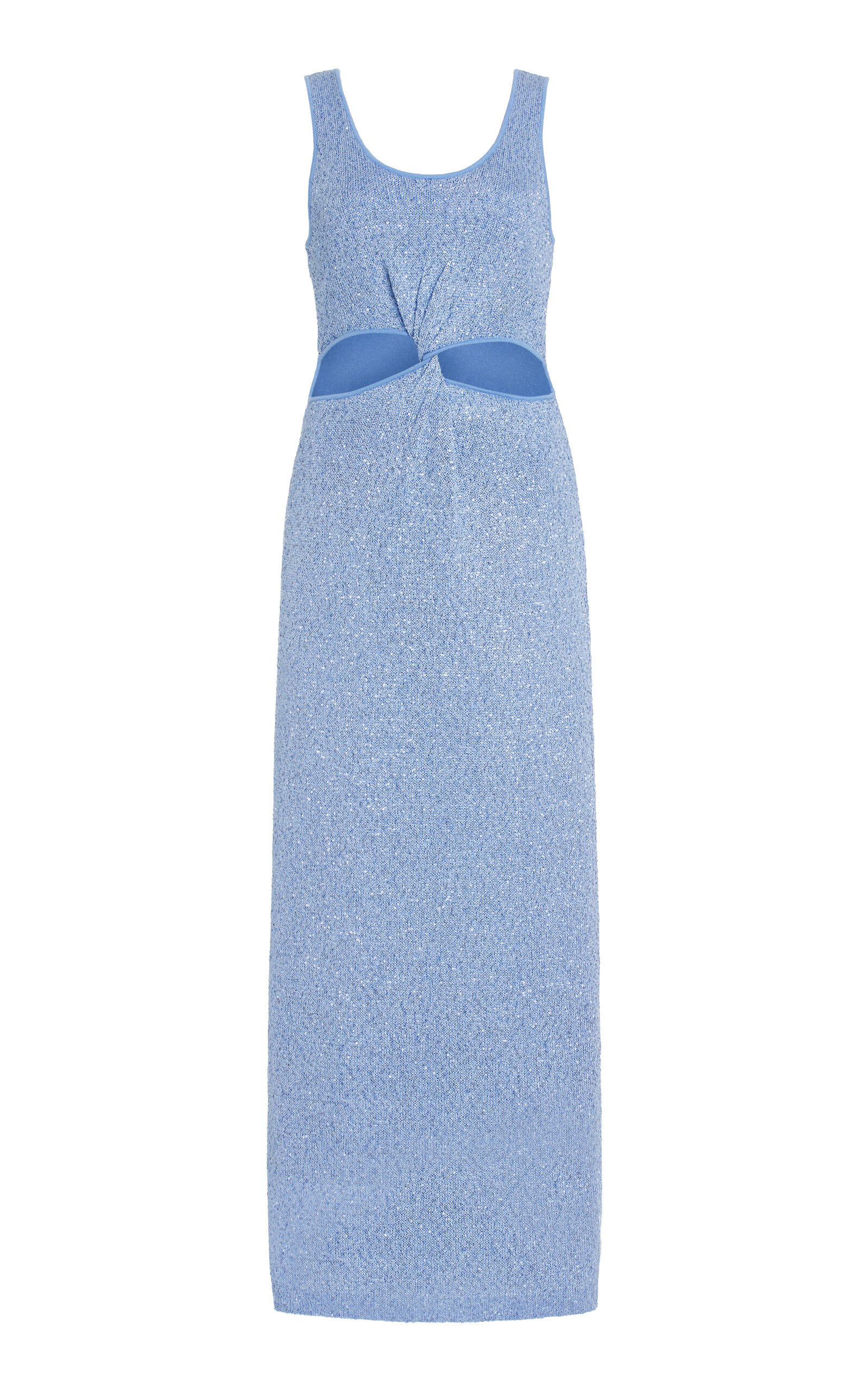 Simkhai Rayne Cutout Sequined-knit Midi Tank Dress In Blue