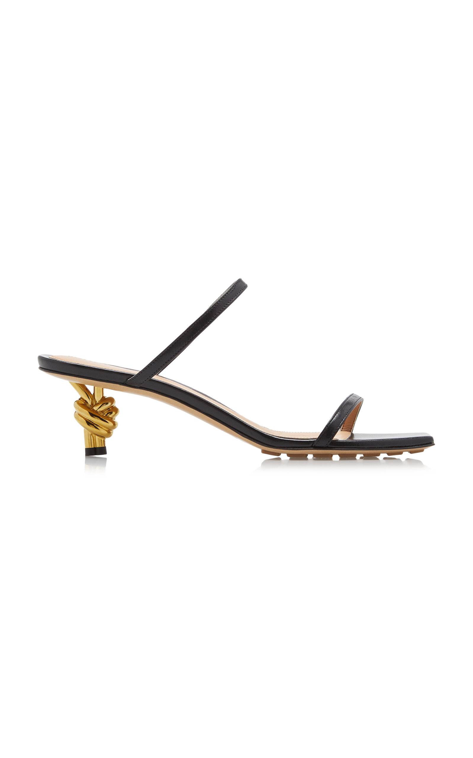 Bottega Veneta Leather Two-band Knot Slide Sandals In Black