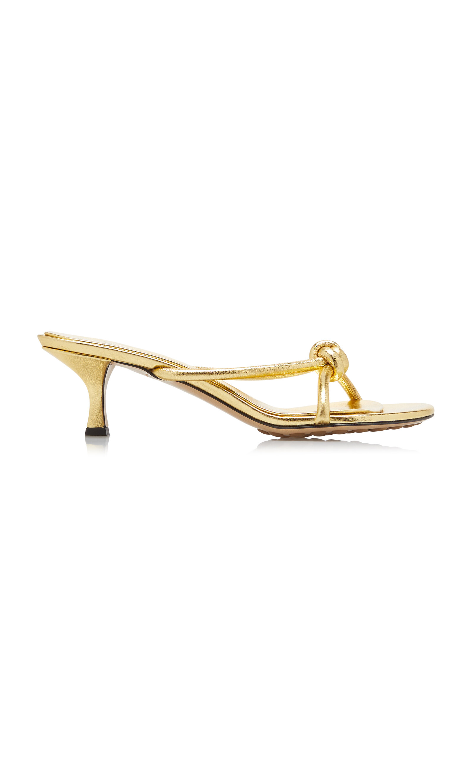 Bottega Veneta Blink Metallic Knot Slide Sandals In Gold