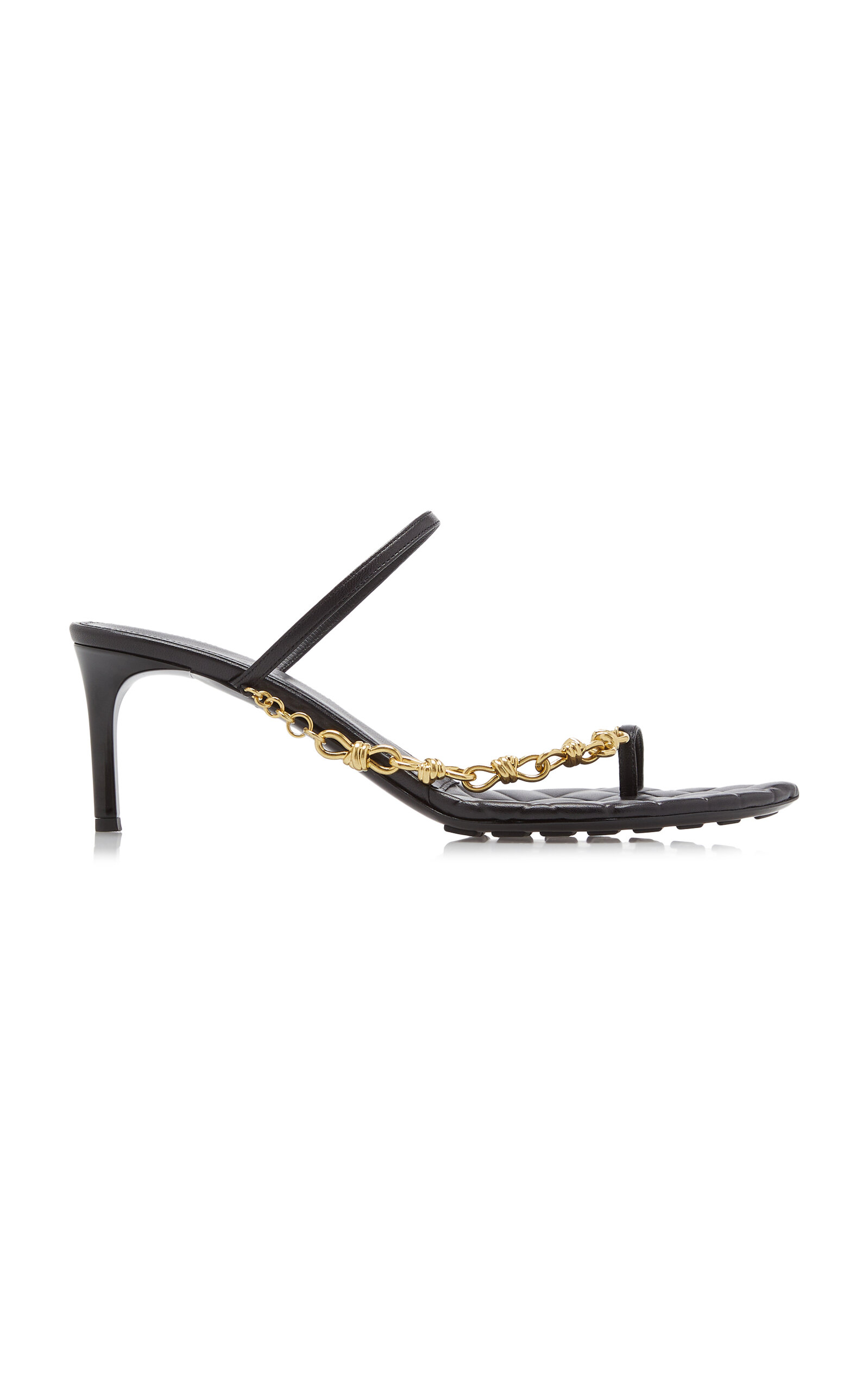 Shop Bottega Veneta Leaf Leather Sandals In Black