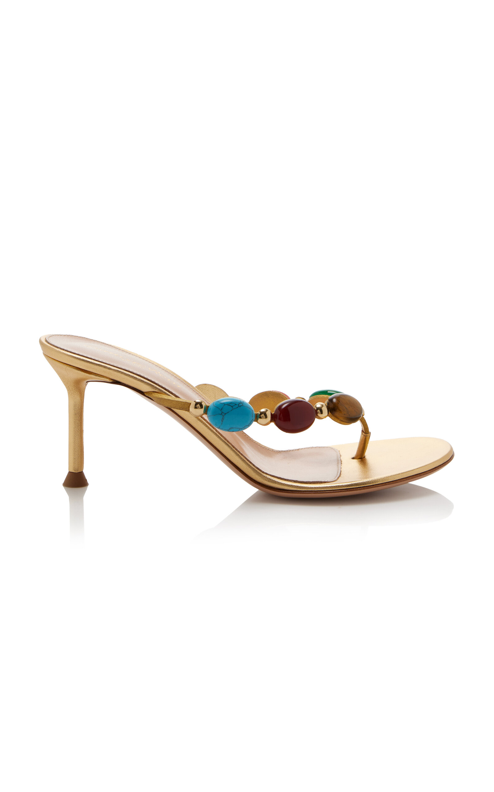 Gianvito Rossi Shanti Stone-Embellished Leather Sandals - Moda Operandi