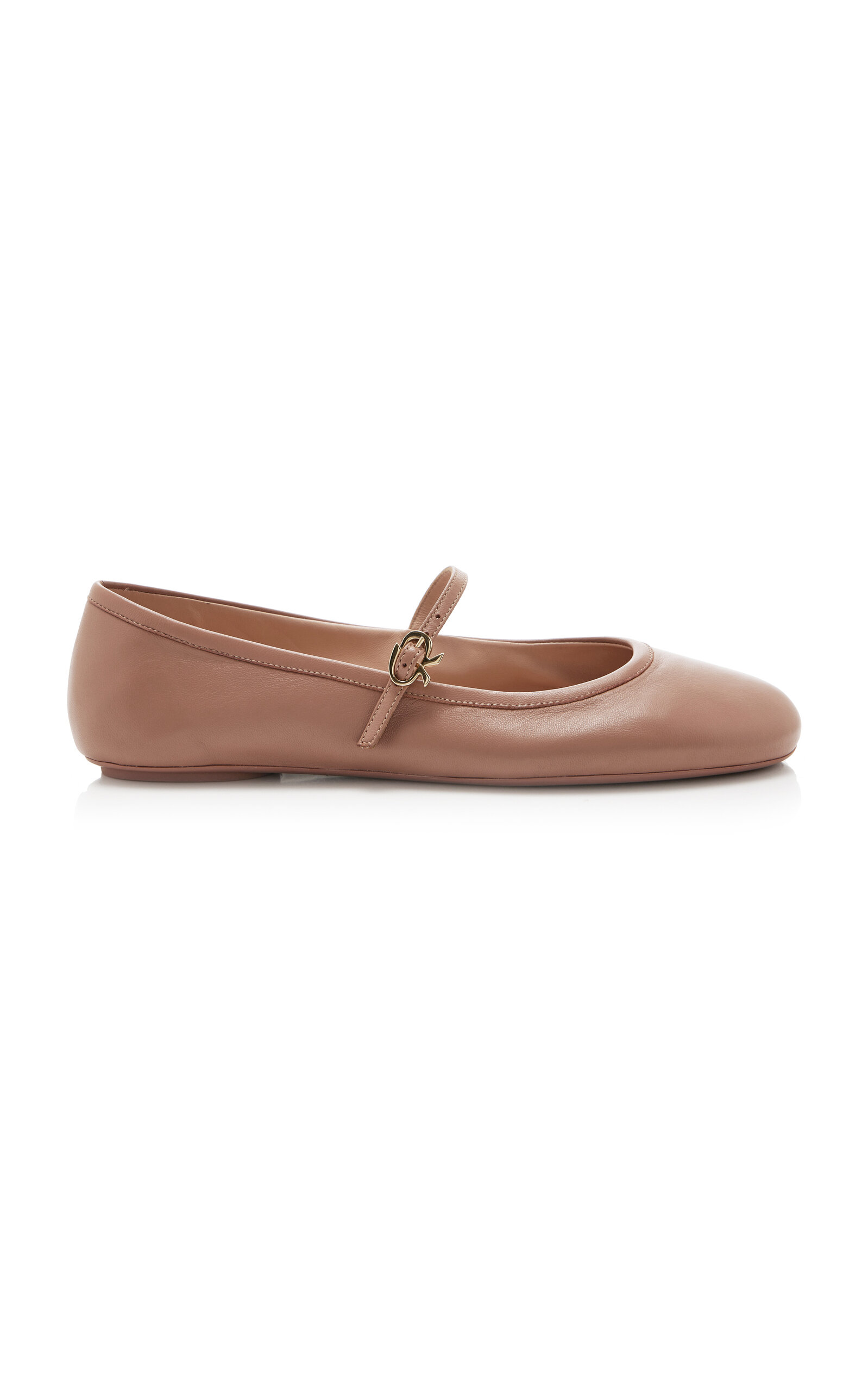 Shop Gianvito Rossi Carla Leather Ballet Flats In Nude