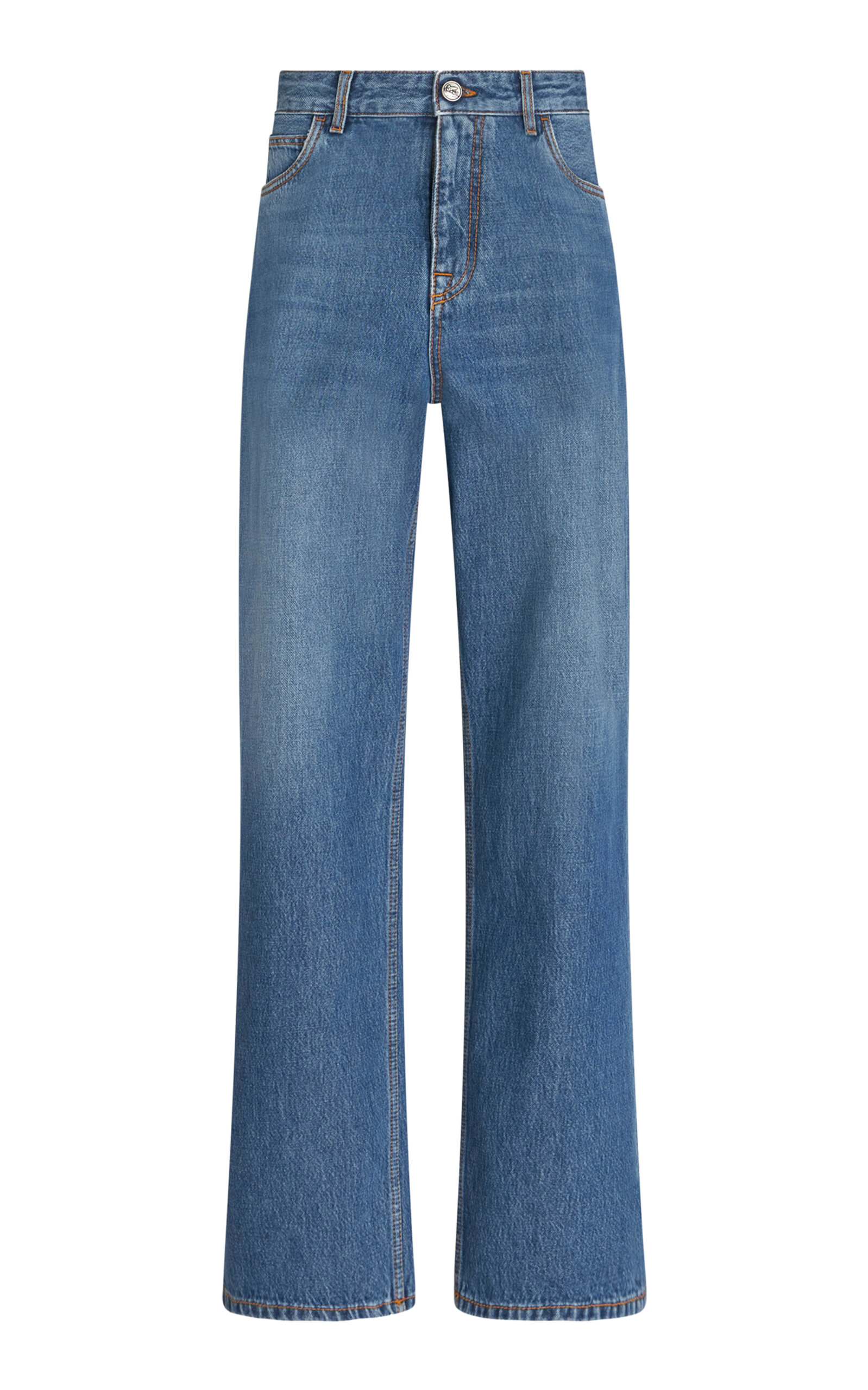 Shop Etro Rigid High-rise Straight-leg Jeans In Medium Wash