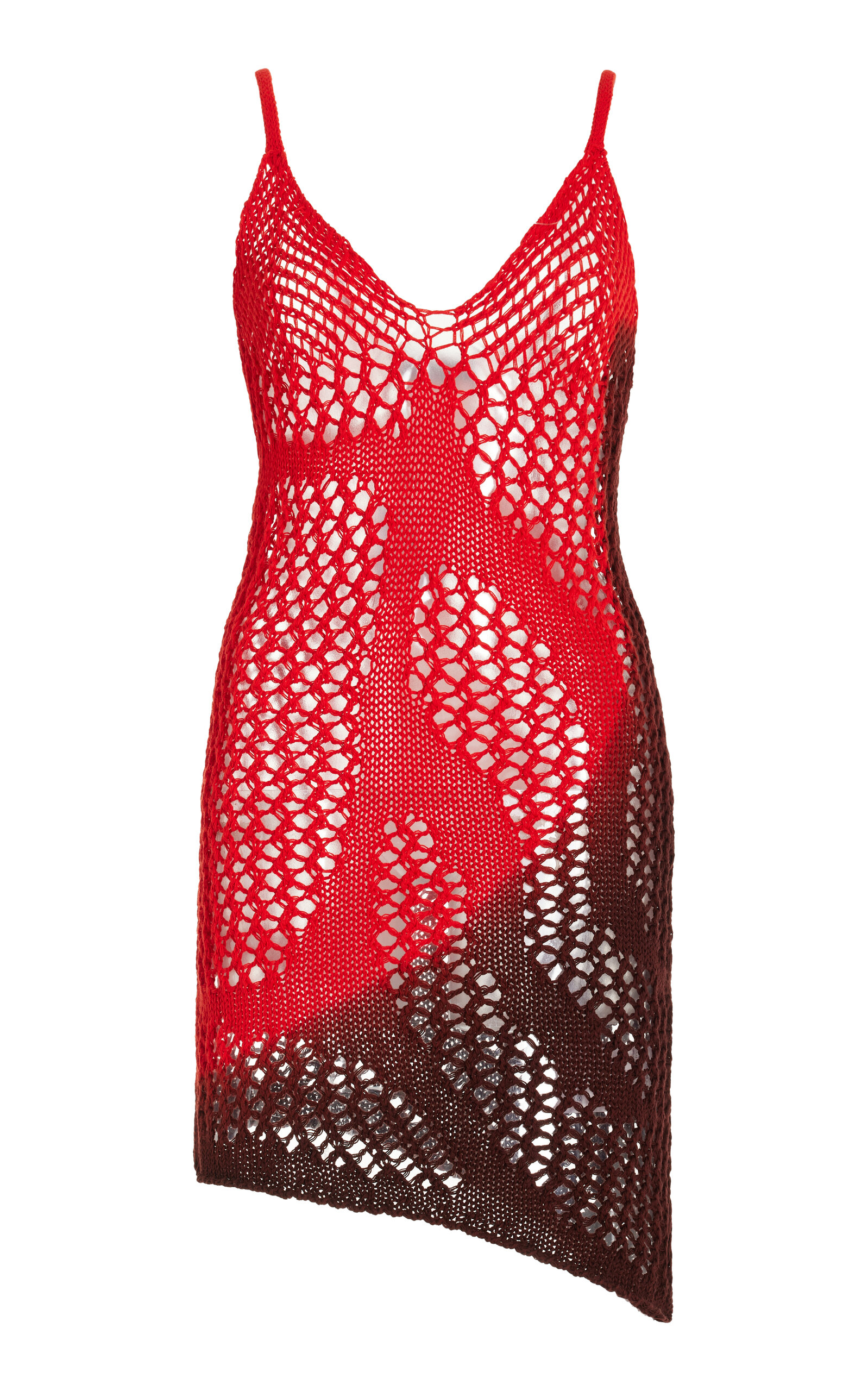 Shop Attico Crocheted Cotton Mini Dress In Red