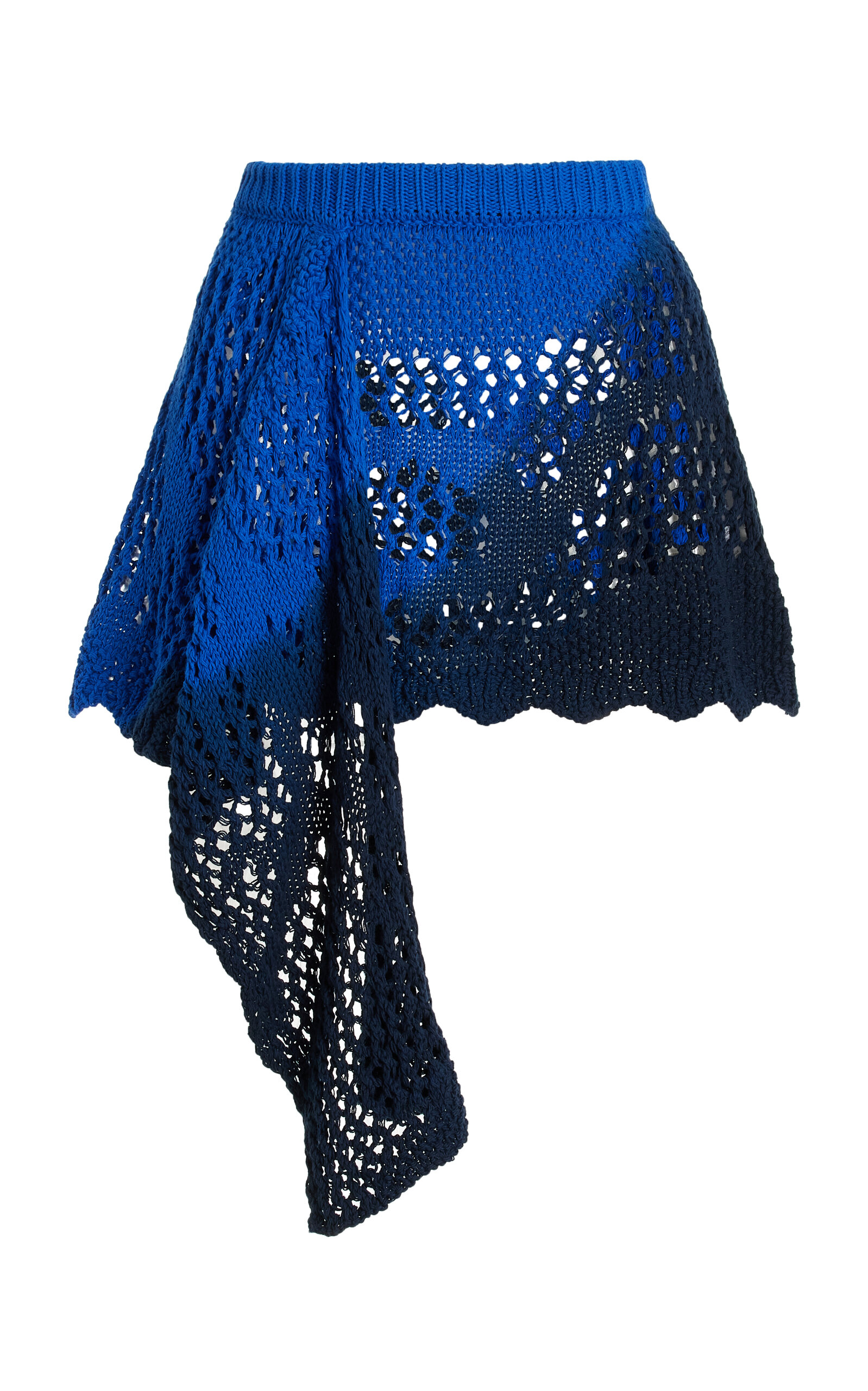 Shop Attico Crocheted Cotton Mini Skirt In Blue