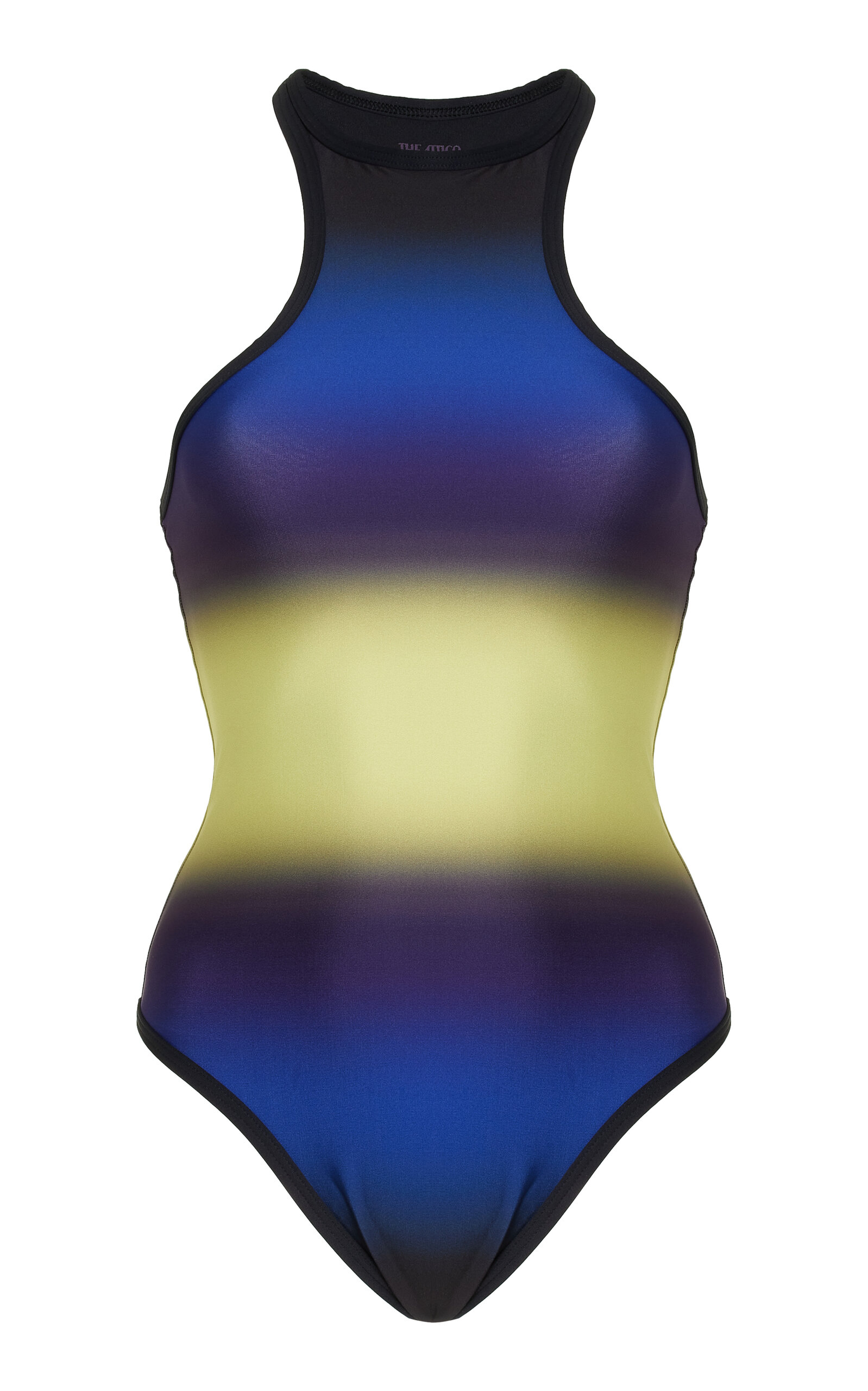 Shop Attico Gradient-printed Racerback One-piece Swimsuit In Blue