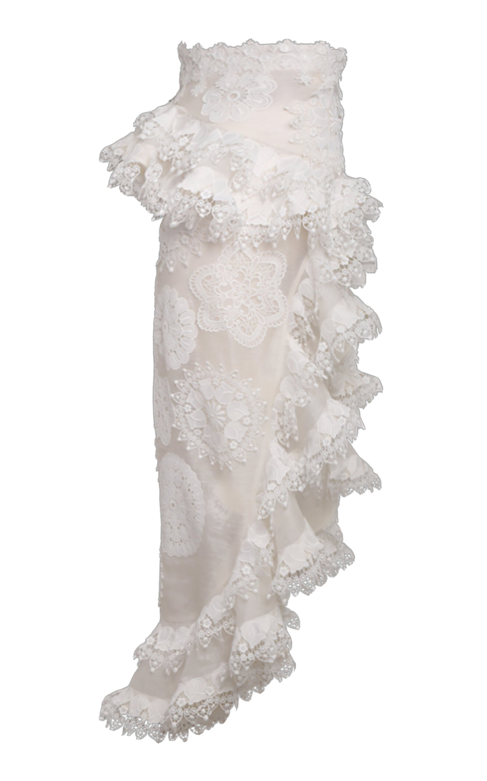 ZIMMERMANN MATCHMAKER DOILY ASYMMETRIC LINEN-SILK SKIRT
