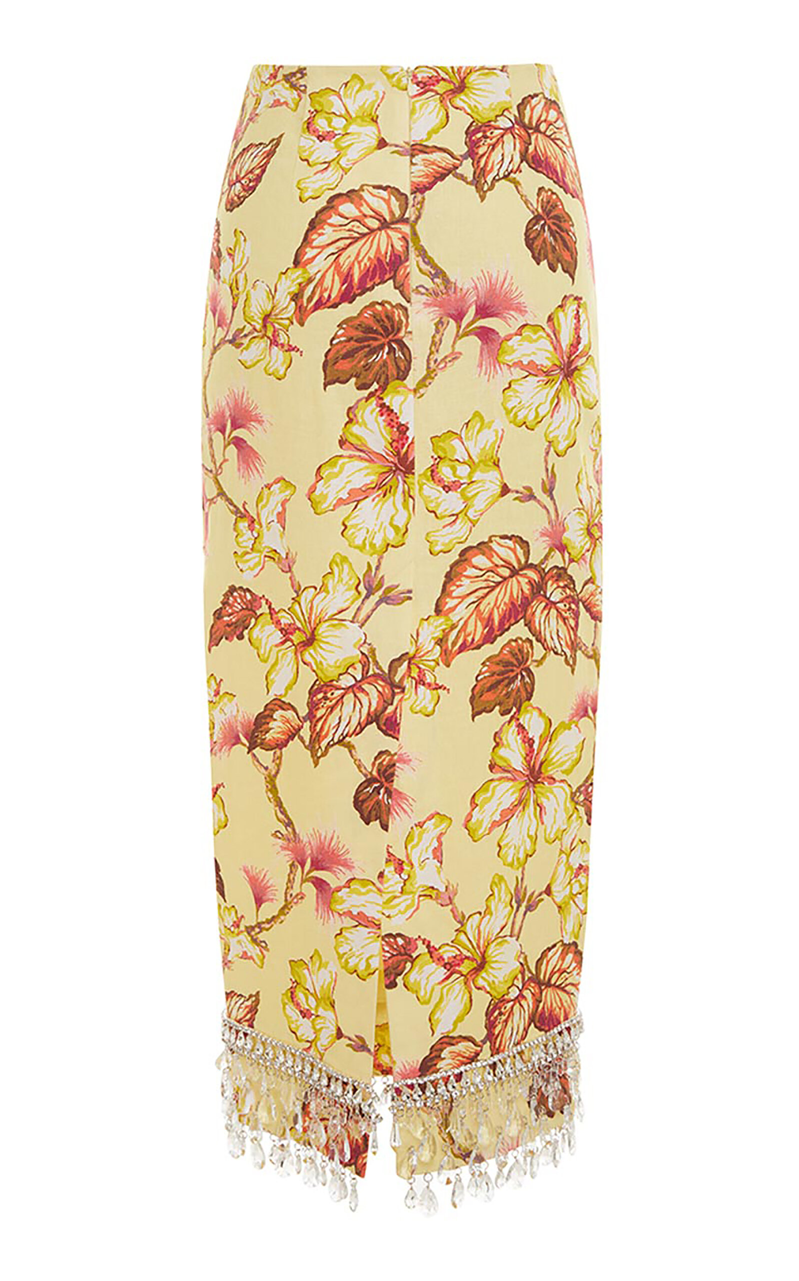 Zimmermann Back Slit Pencil Skirt In Printed Linen In Floral