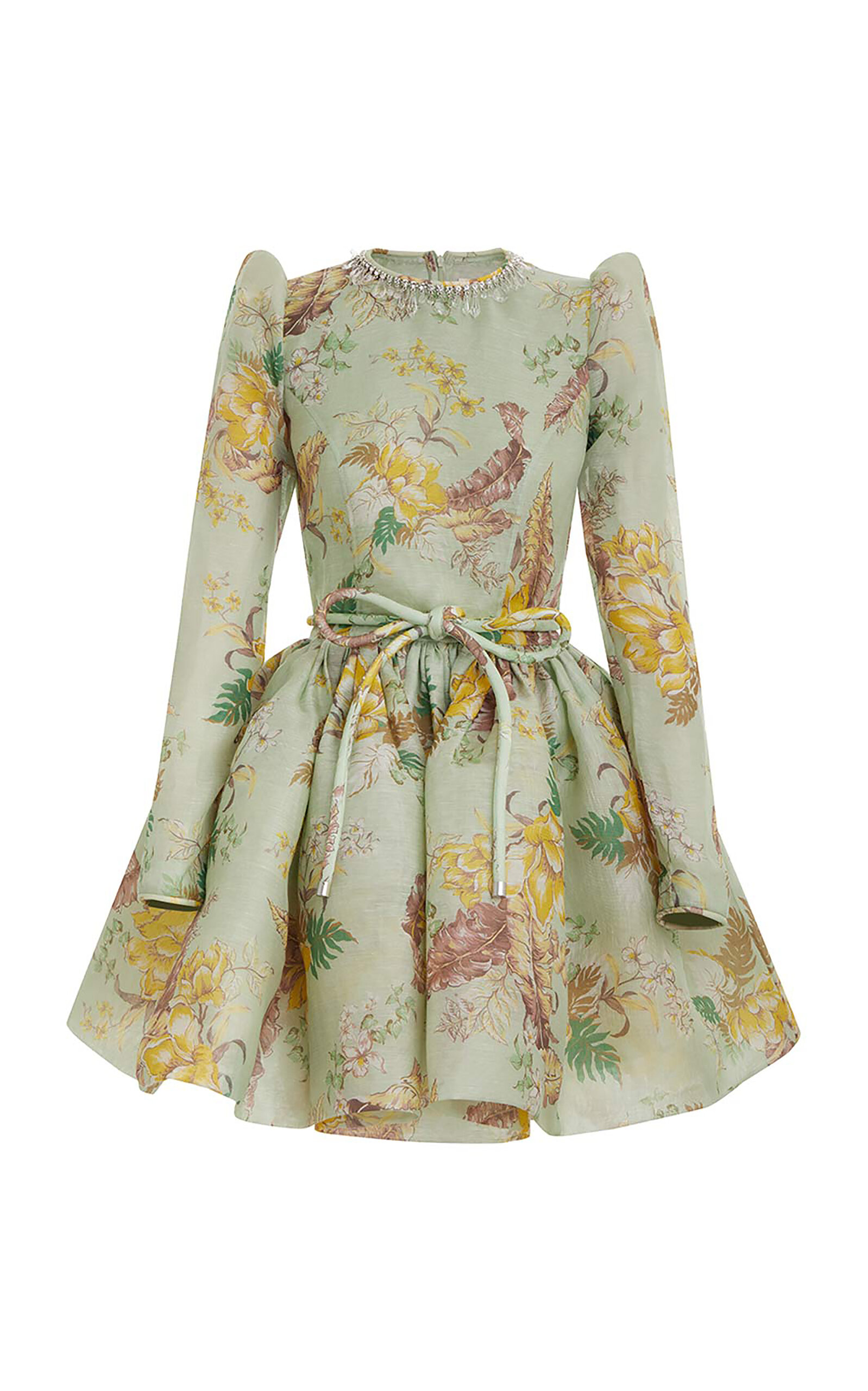 Shop Zimmermann Matchmaker Linen-silk Tulip Mini Dress In Floral