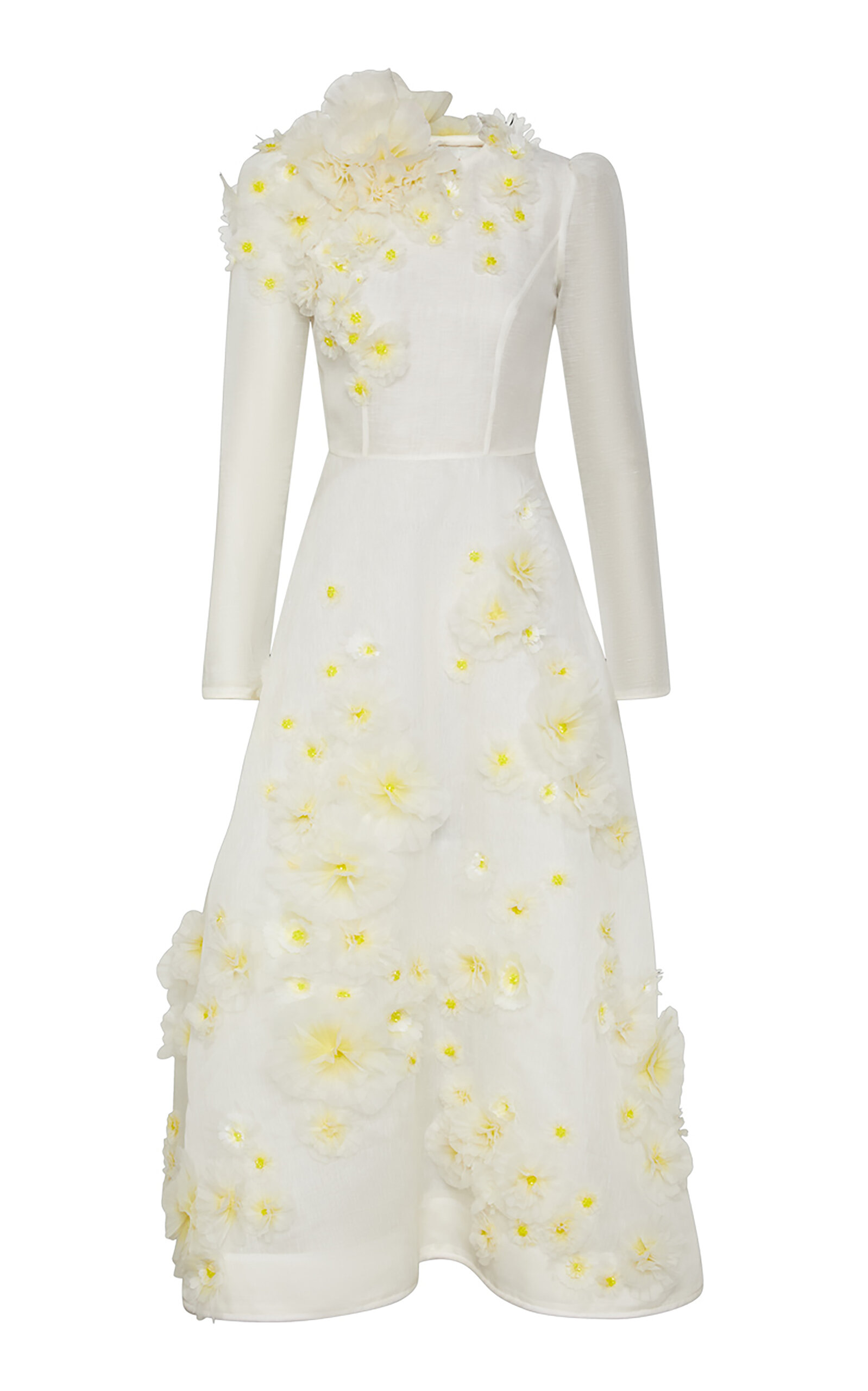 Zimmermann Matchmaker Daisy Linen-silk Midi Dress In Ivory