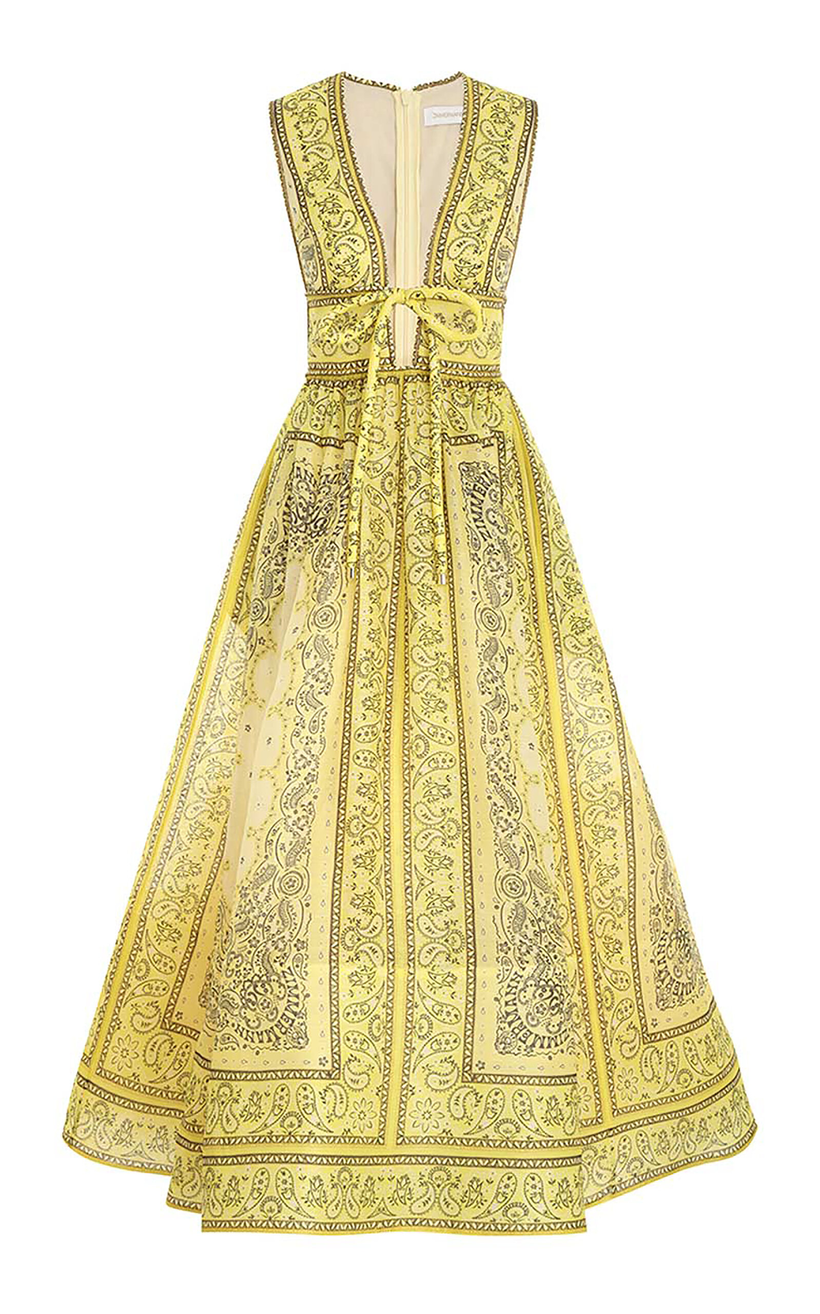 Zimmermann Matchmaker Printed Linen And Silk-blend Gown In Yellow Bandana